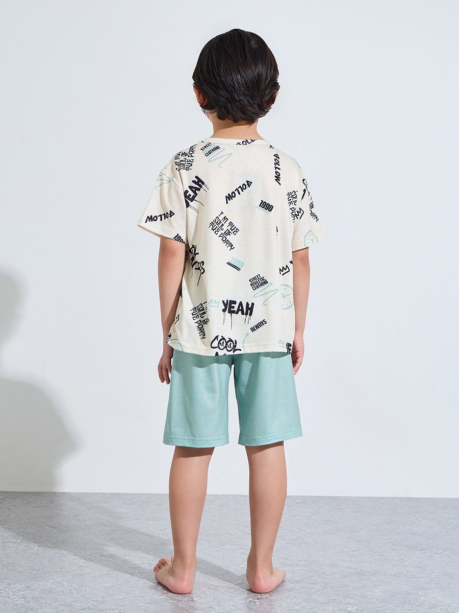 Boys Graphic Print Short Sleeve T-Shirt and Shorts Set