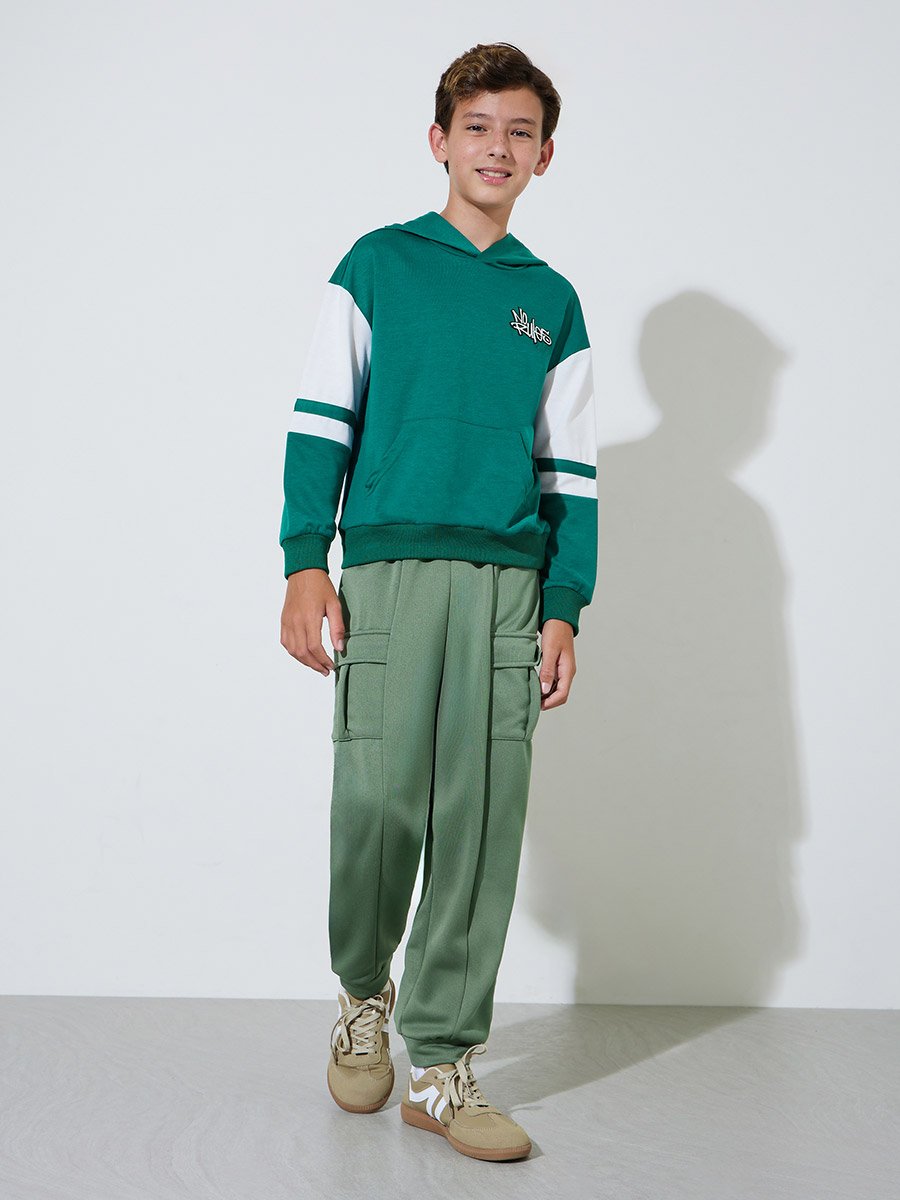 Teen Boys Green Full length Cargo Pants
