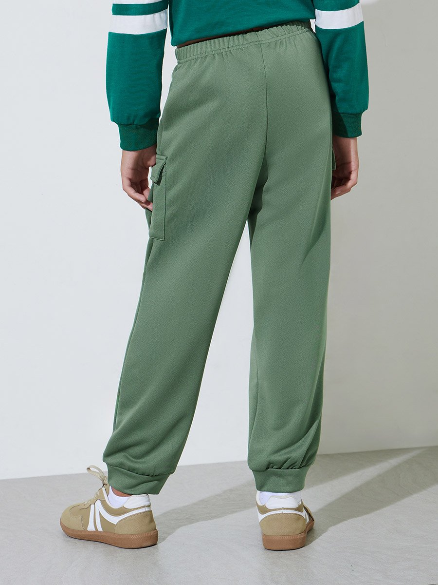 Teen Boys Green Full length Cargo Pants