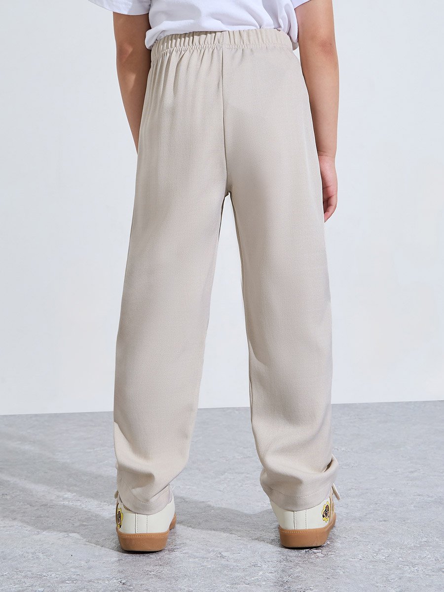 Boys Linen Blend Solid Pants