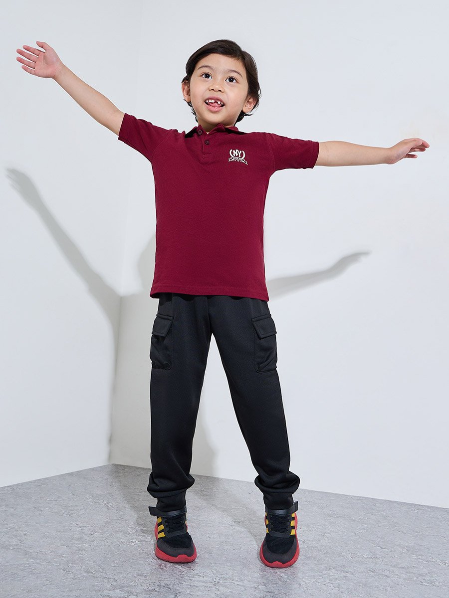 Boys Solid Joggers with Rib Cuff and Cargo Pockets