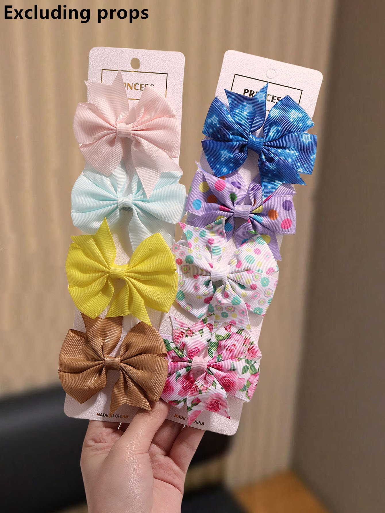 Set of 8 - Flower Bow Hair Clips