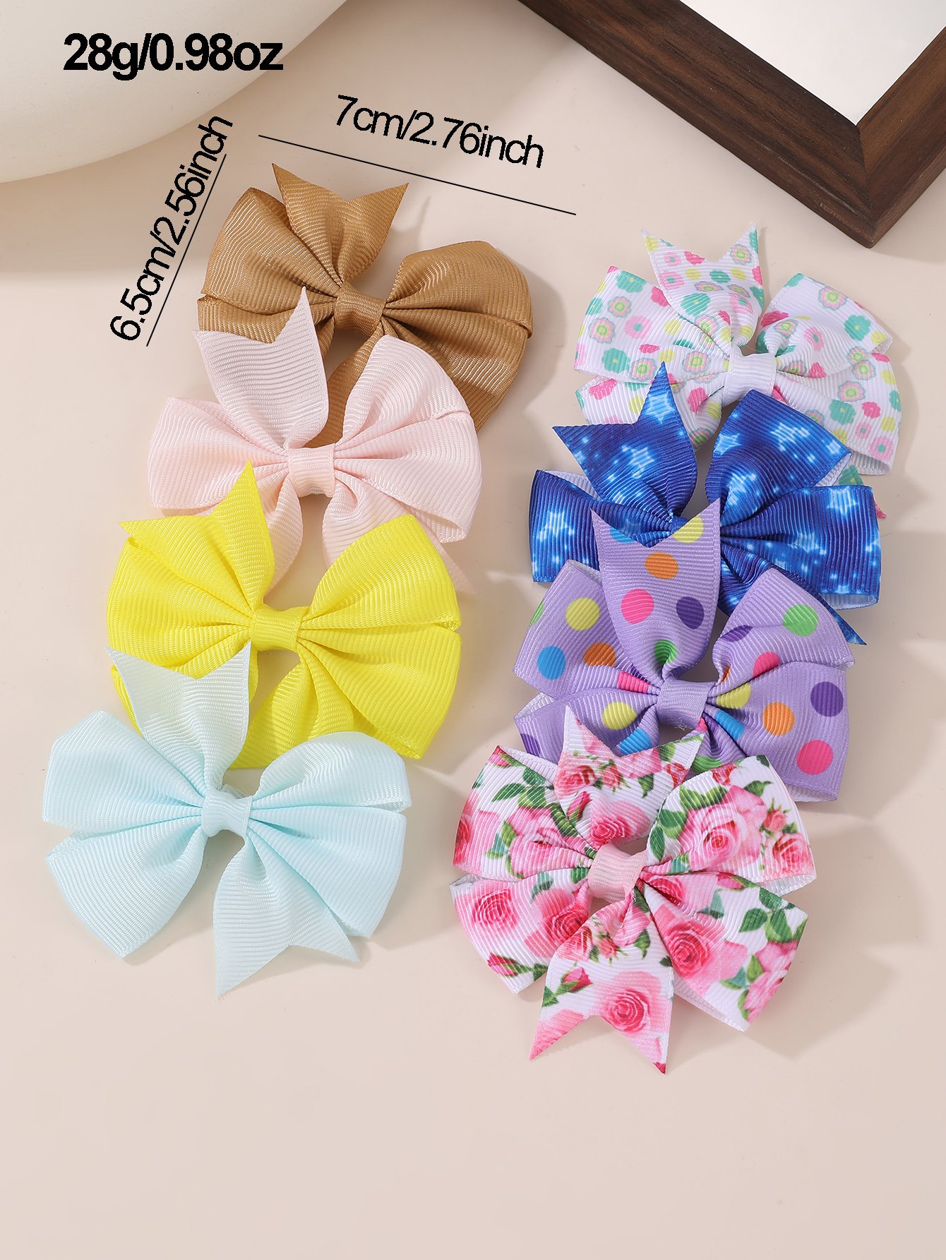 Set of 8 - Flower Bow Hair Clips