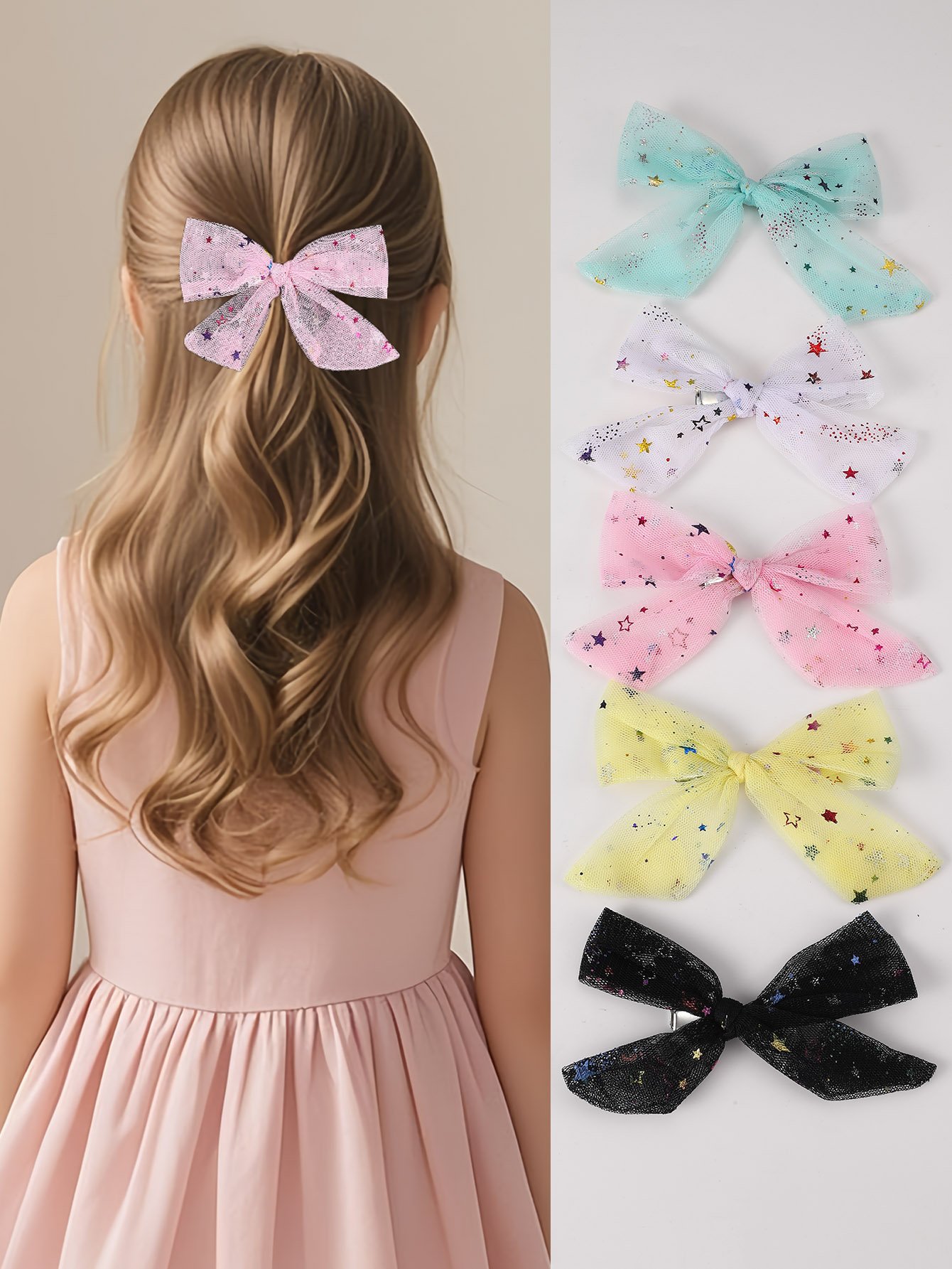 Set of 5 - Star Bow Clips