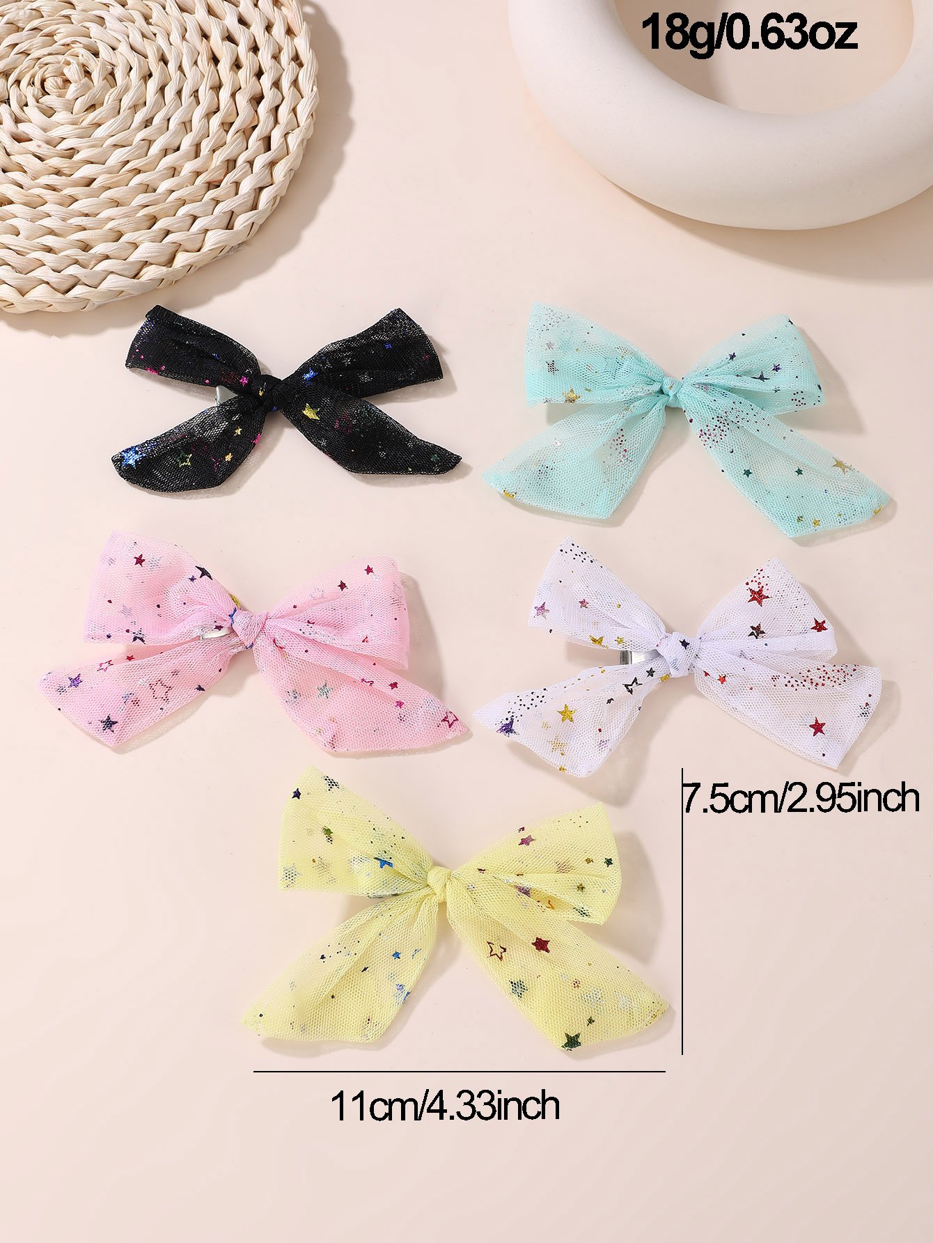 Set of 5 - Star Bow Clips