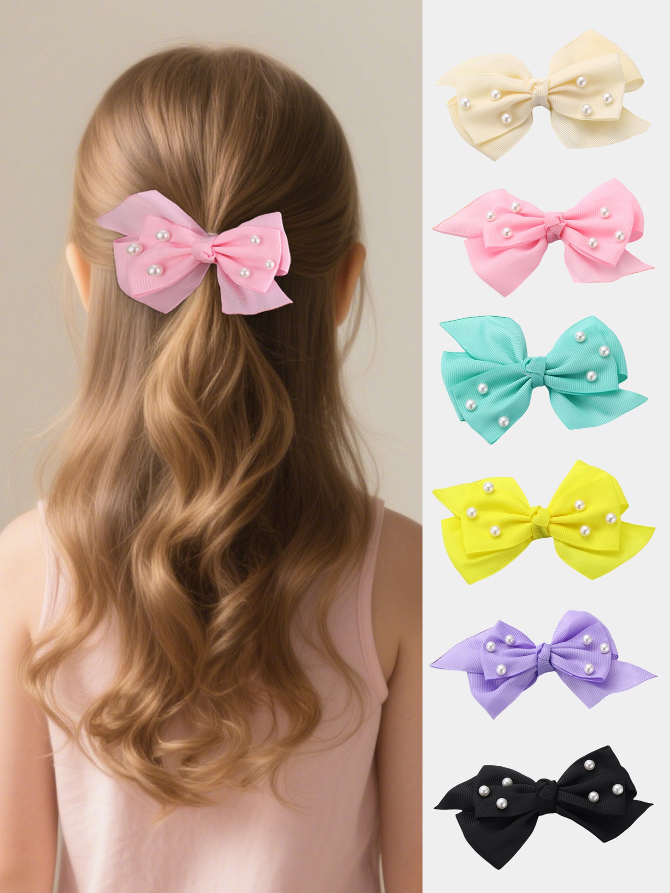 Set of 6 - Solid Bow Clips