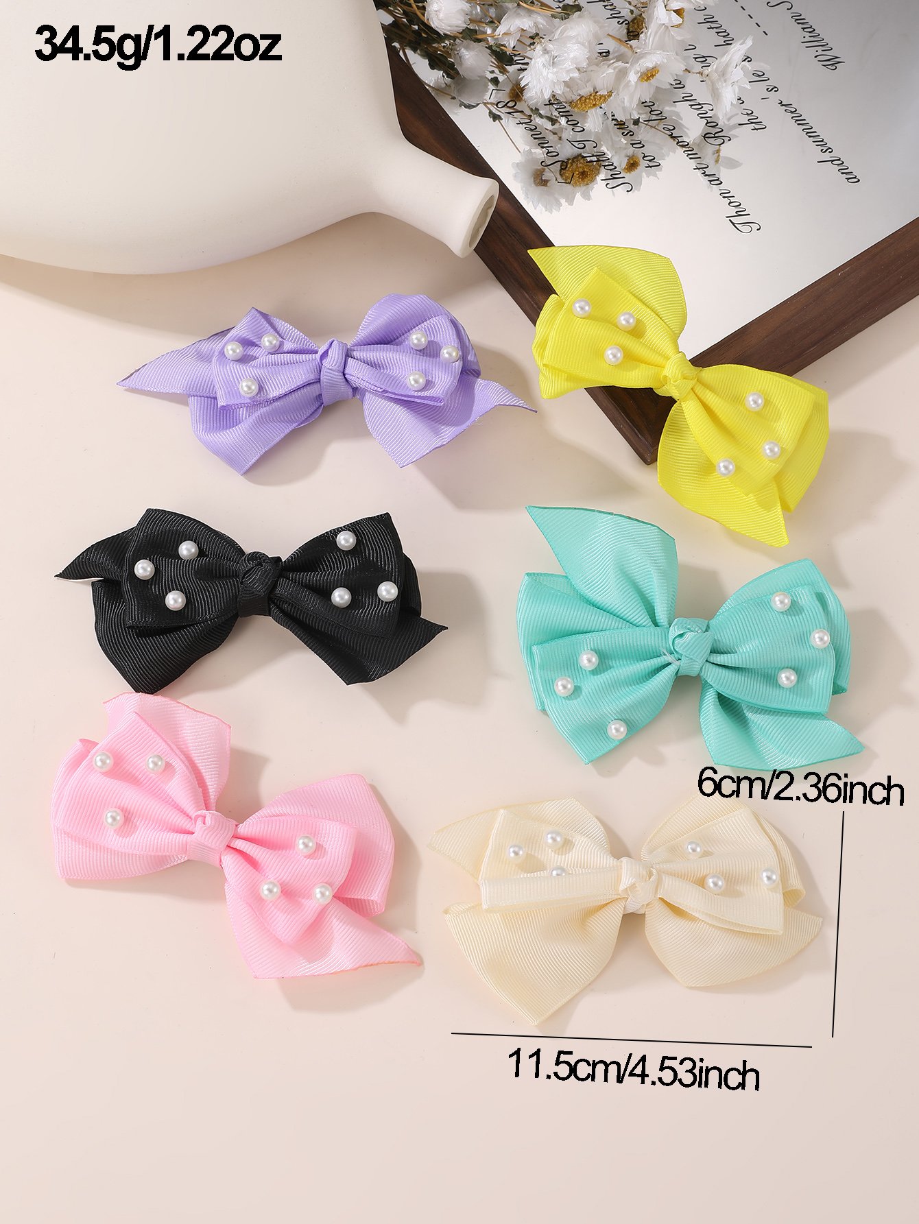 Set of 6 - Solid Bow Clips