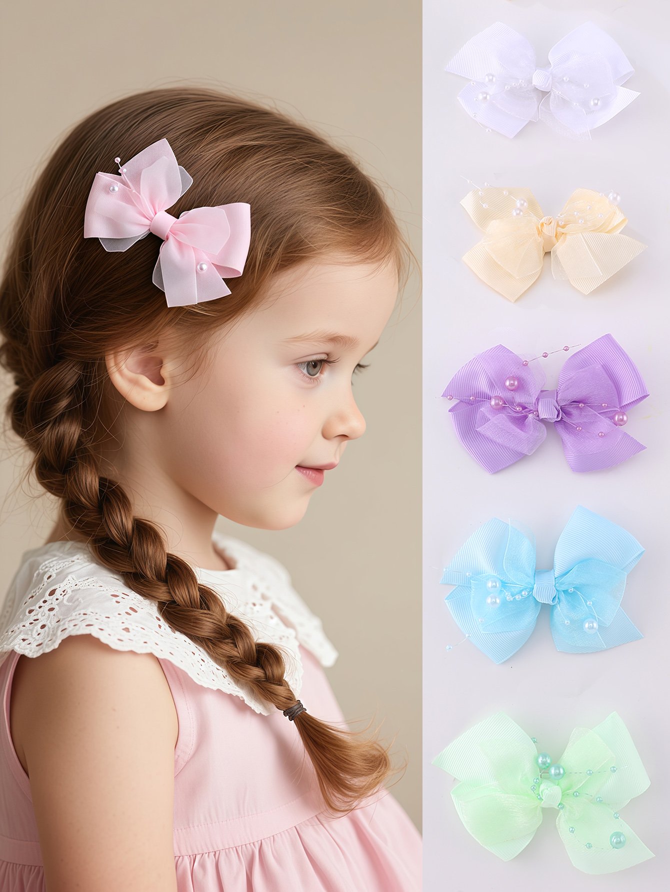 Set of 6 - Solid Bow Clips