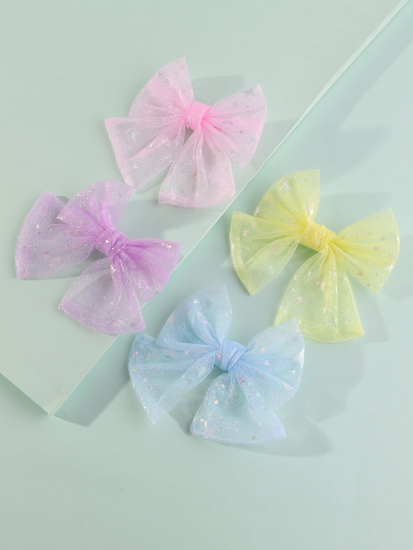 Set of 4 - Mesh Bow Clips