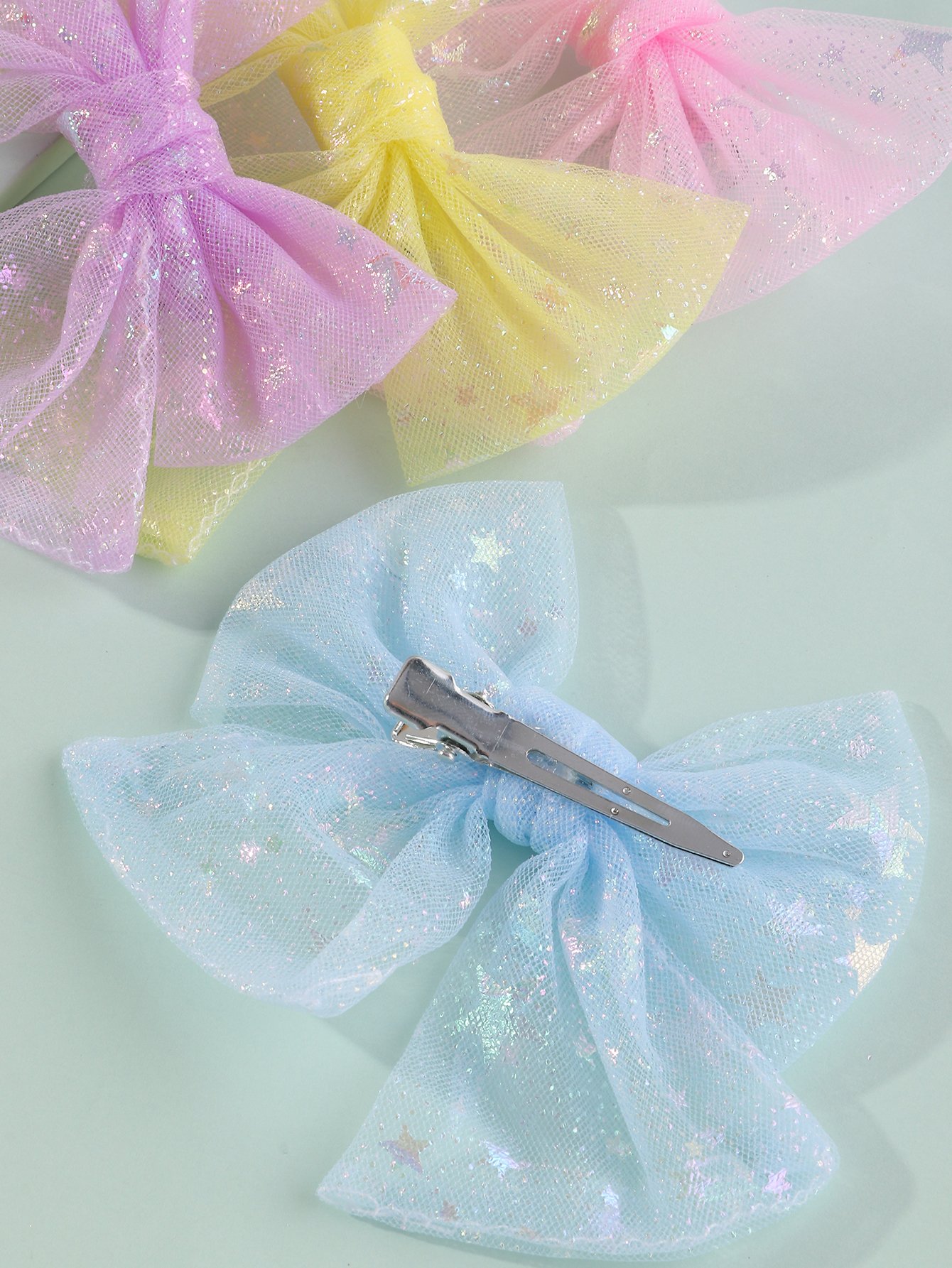 Set of 4 - Mesh Bow Clips