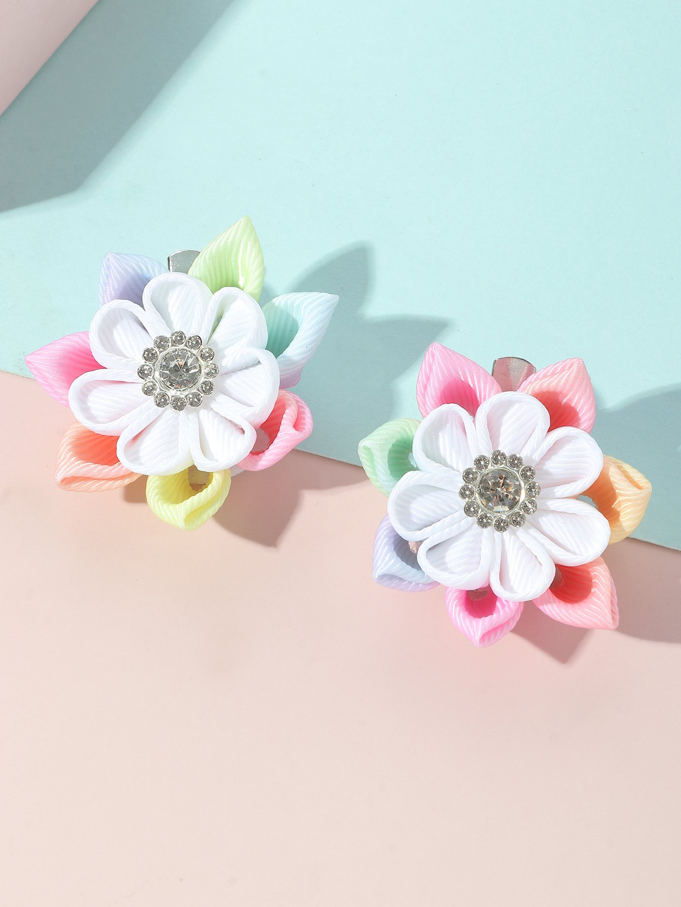 Pack of 2 - Girls Multi-Color Floral Hair Clips