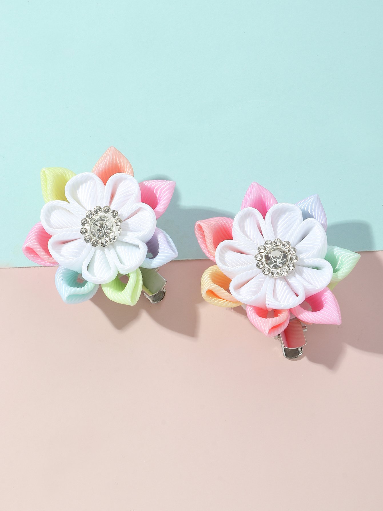 Pack of 2 - Girls Multi-Color Floral Hair Clips