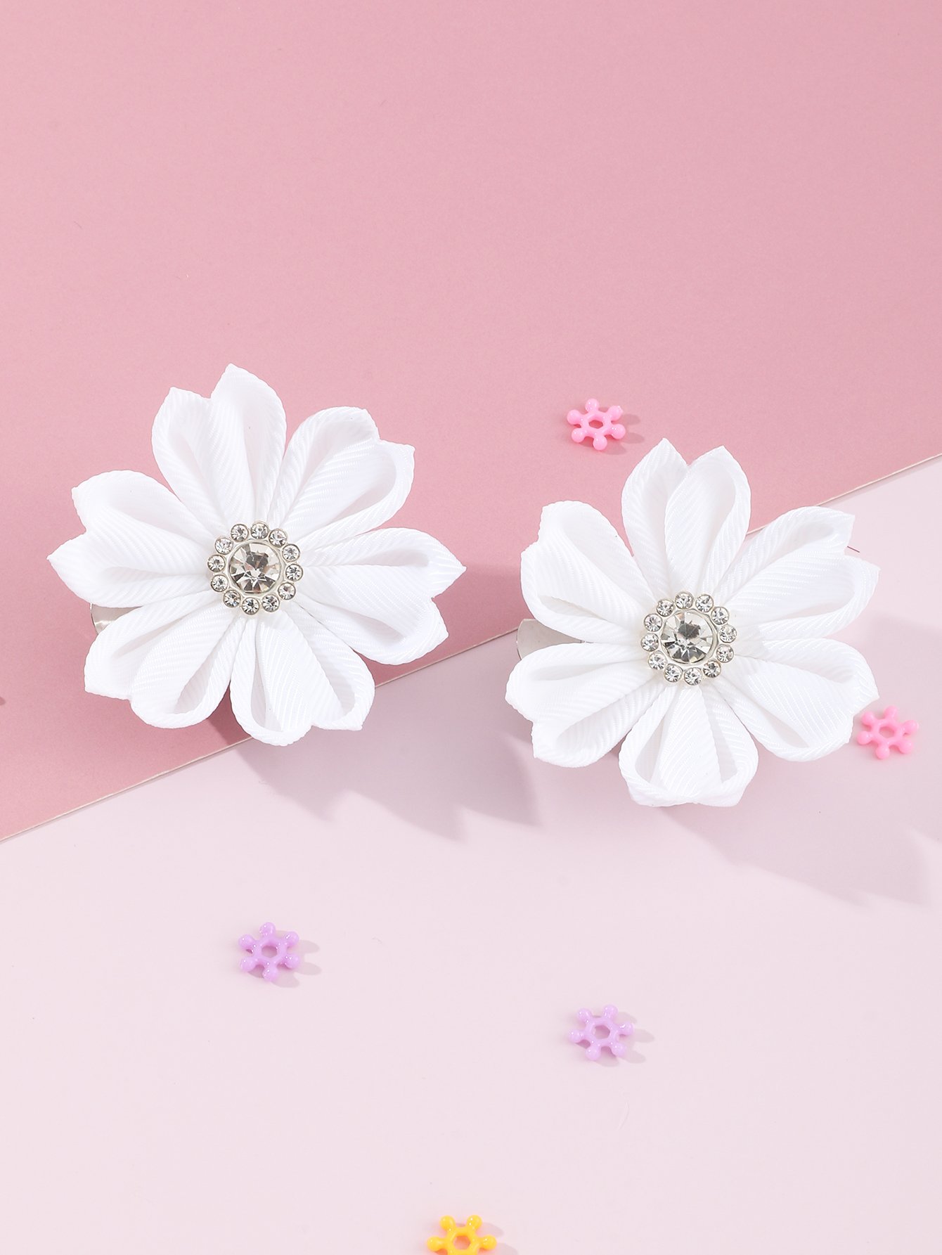 Pack of 2 - Girls White Floral Hair Clips