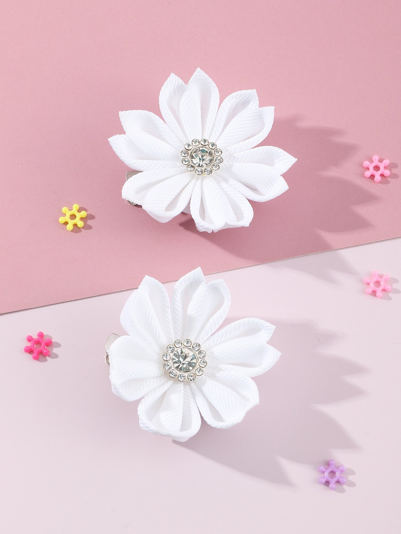 Pack of 2 - Girls White Floral Hair Clips