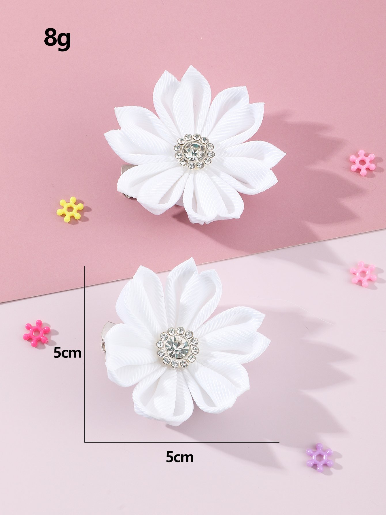Pack of 2 - Girls White Floral Hair Clips