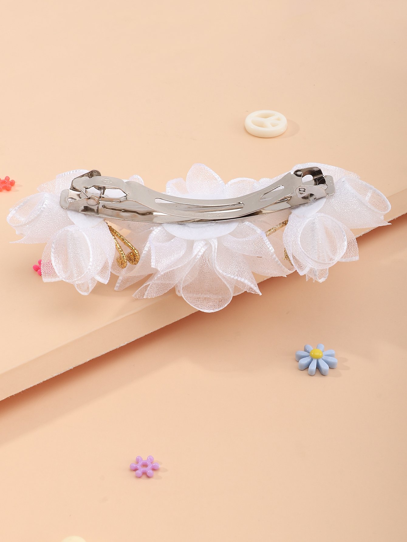 Girls White Rhinestone Embellished Hair Clip