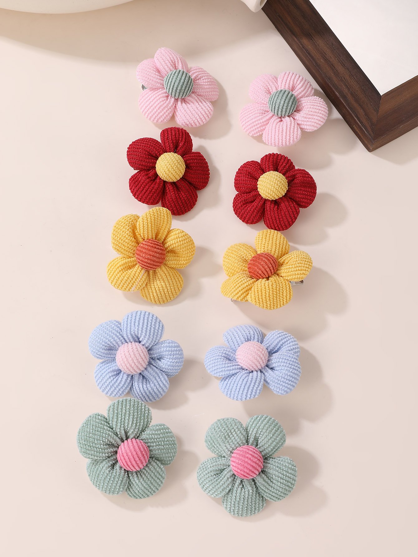 Pack of 10 - Girls Multi-Color Floral Hair Clips