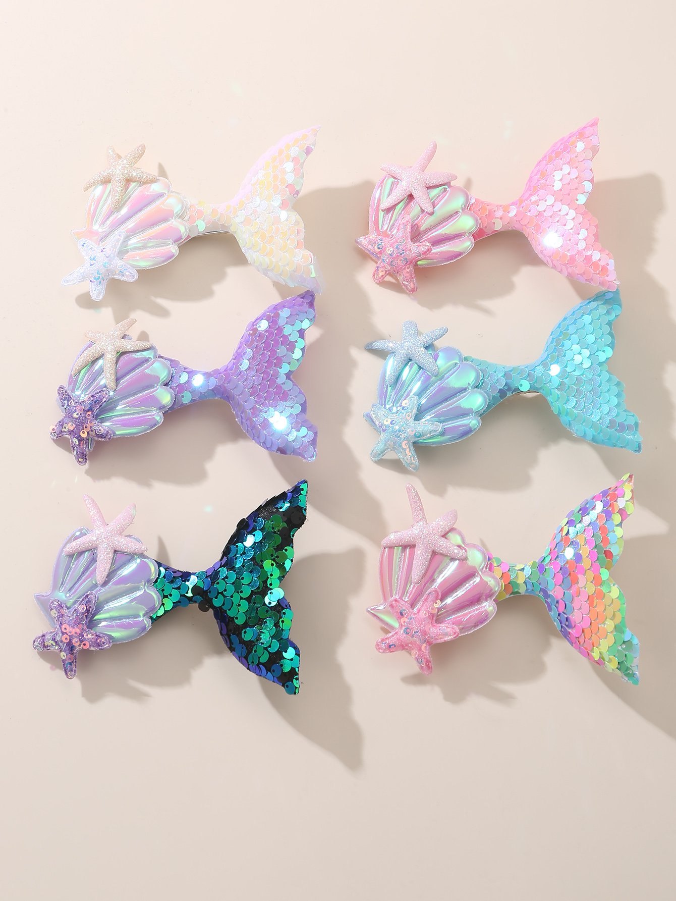 Set of 6 - Fish Tail Shape Hair Clips