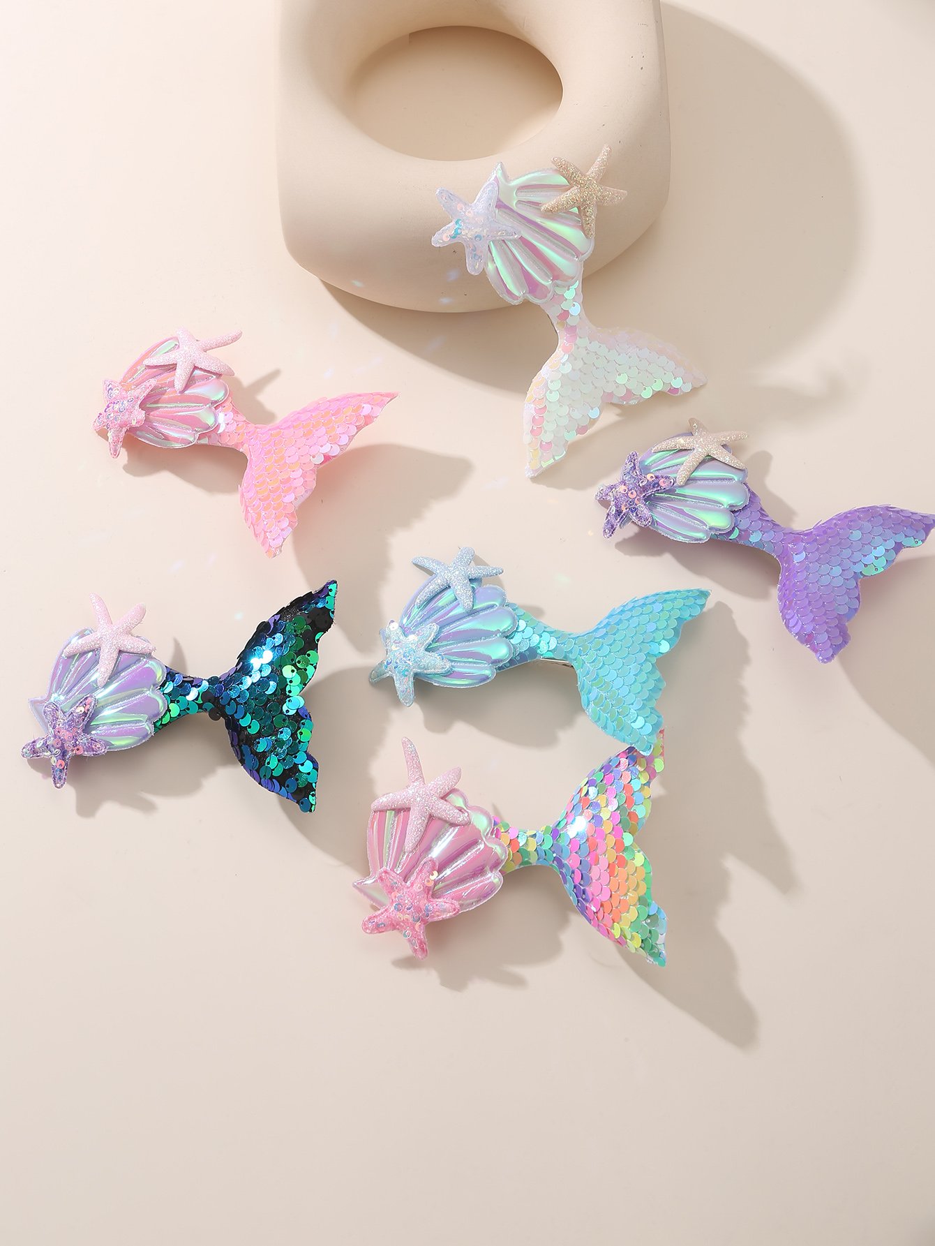 Set of 6 - Fish Tail Shape Hair Clips
