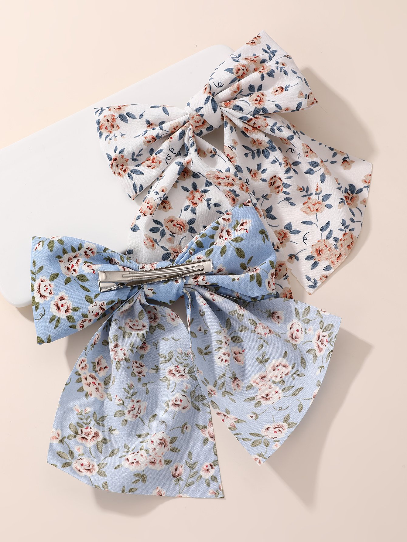Set of 2 - Floral Bow Hair Clips