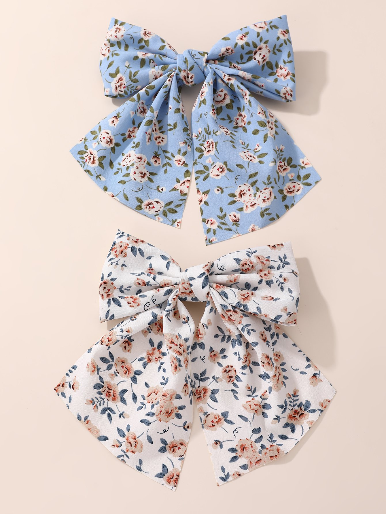 Set of 2 - Floral Bow Hair Clips