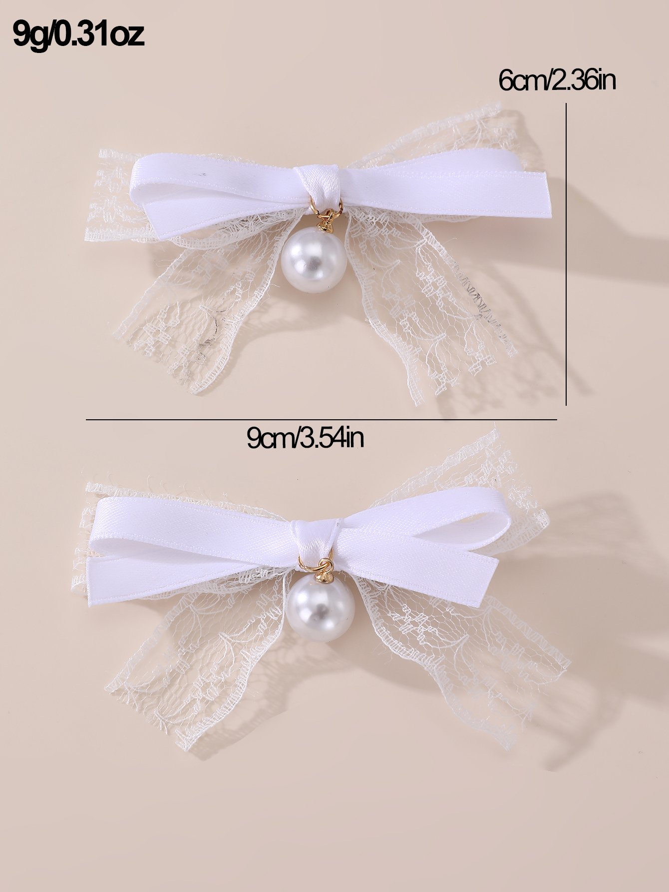 Set of 2 - Lace Bow Hair Clips