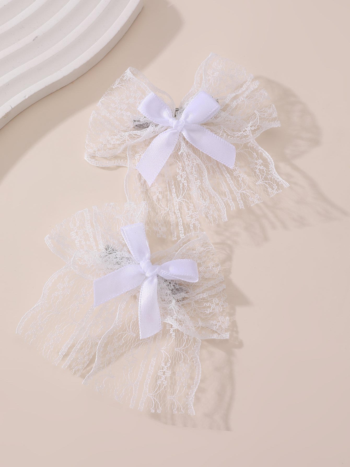 Set of 2 - Lace Bow Hair Clips