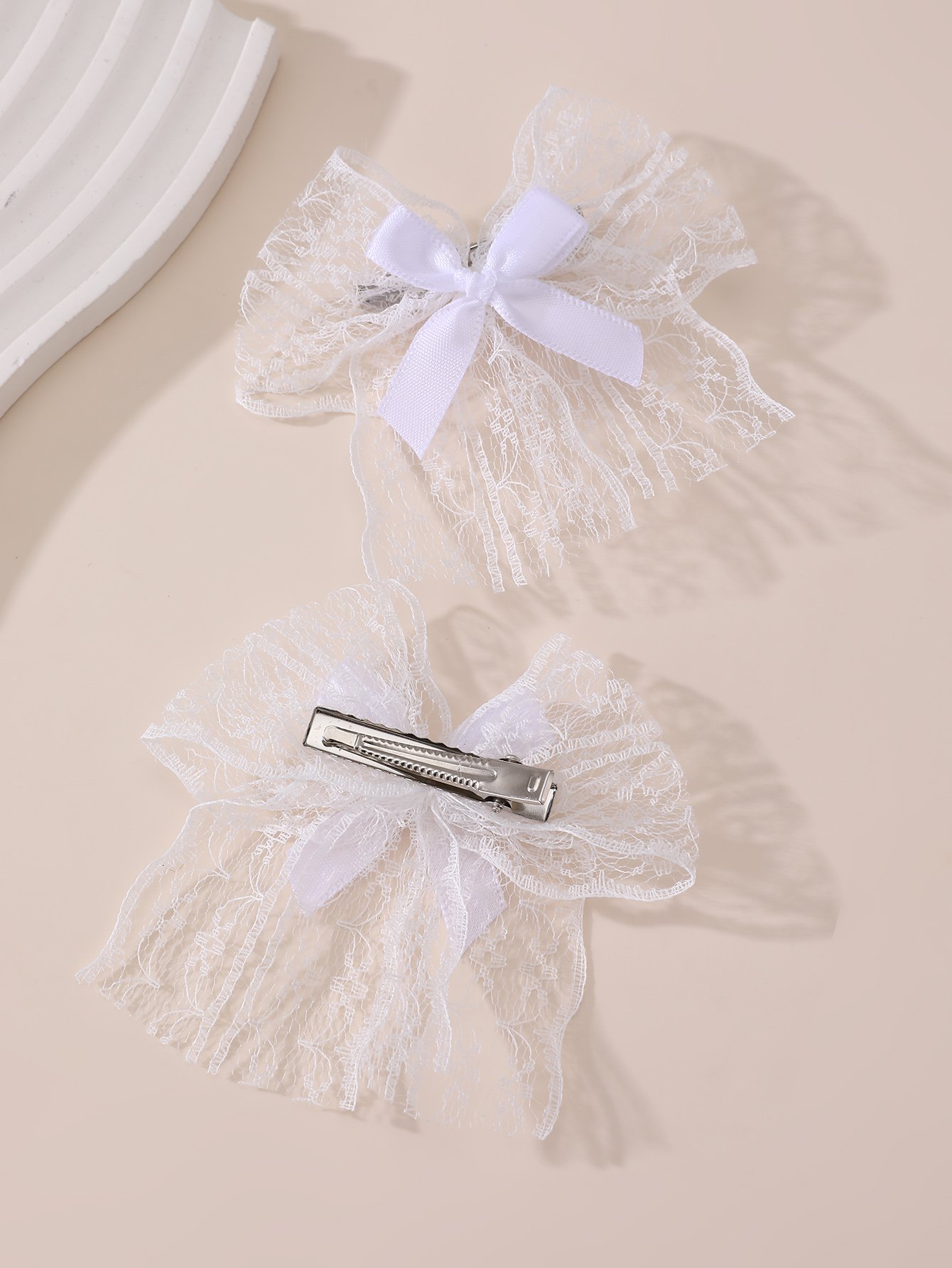 Set of 2 - Lace Bow Hair Clips