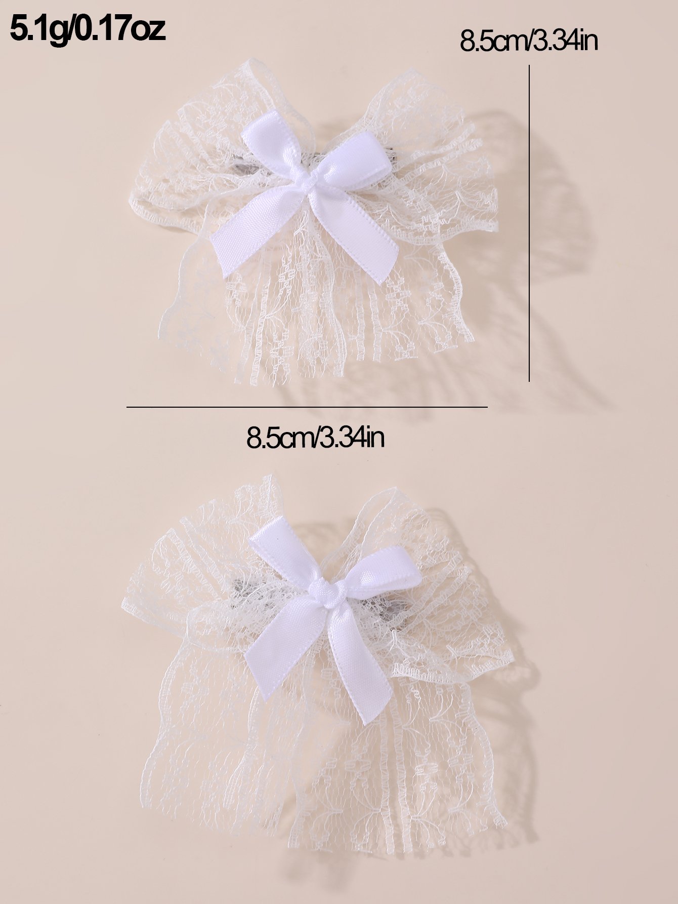 Set of 2 - Lace Bow Hair Clips