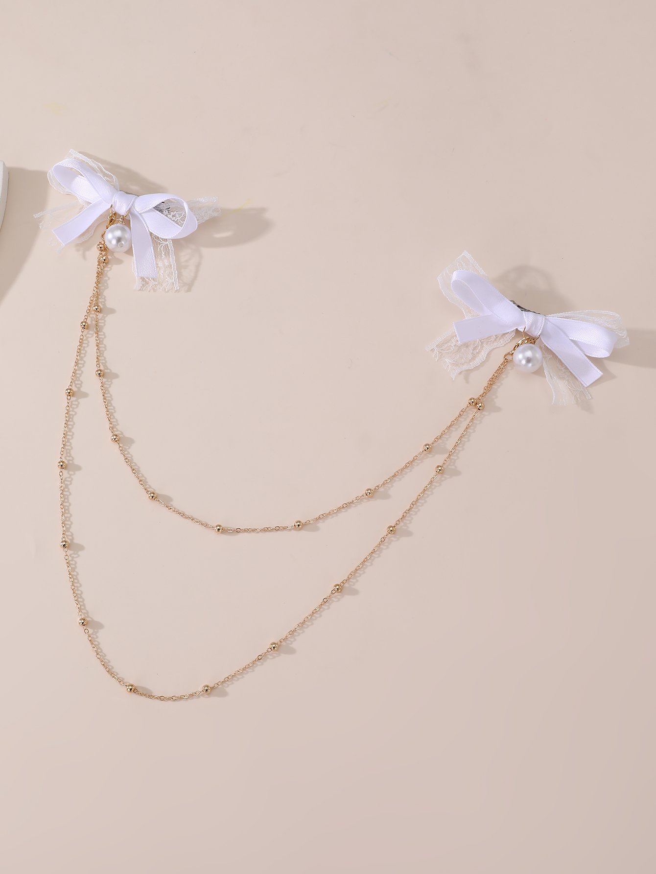 Lace Bow Chain Hair Clip