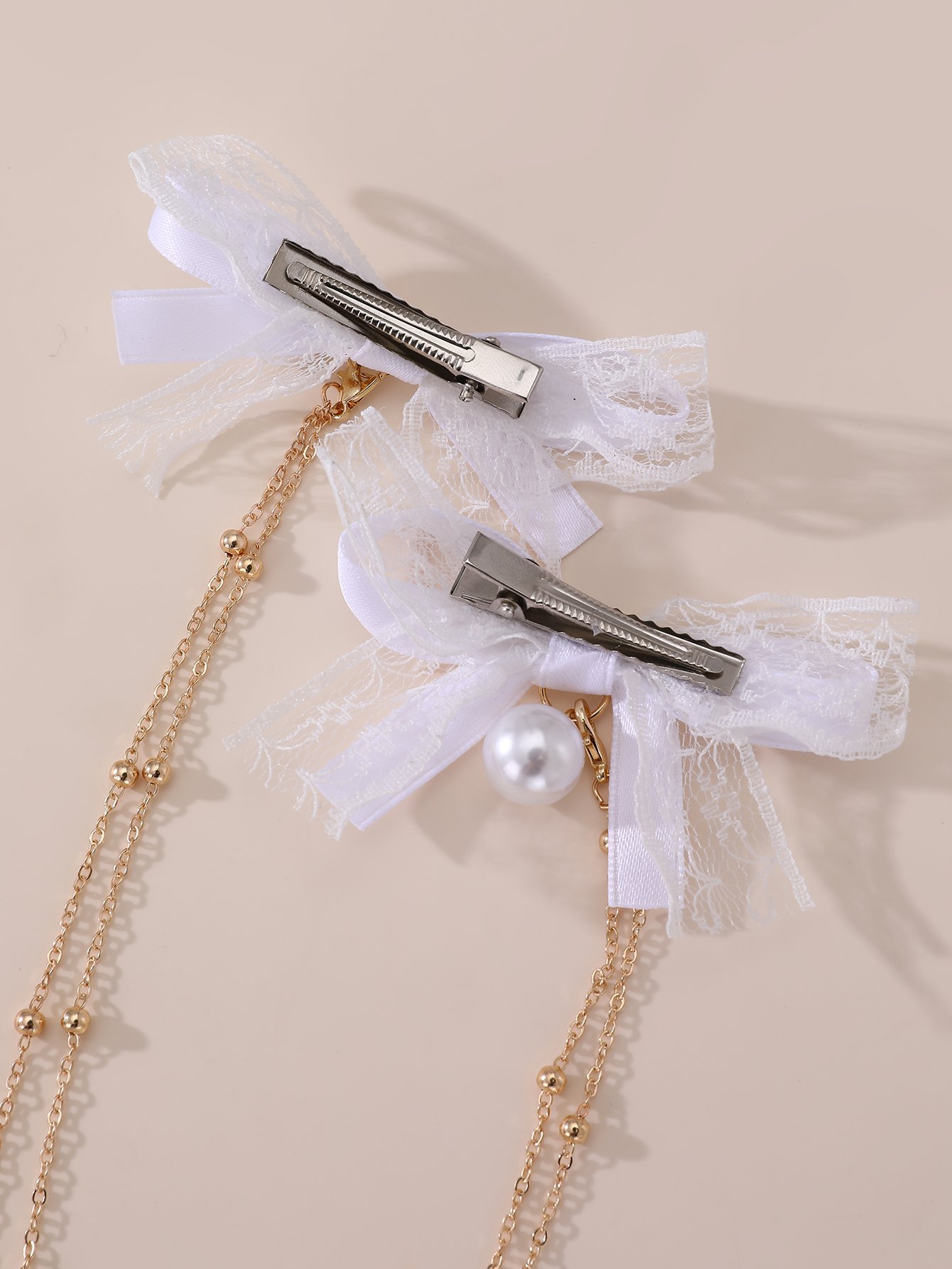 Lace Bow Chain Hair Clip