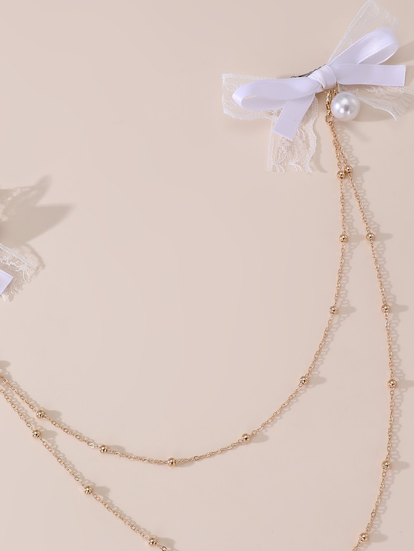 Lace Bow Chain Hair Clip