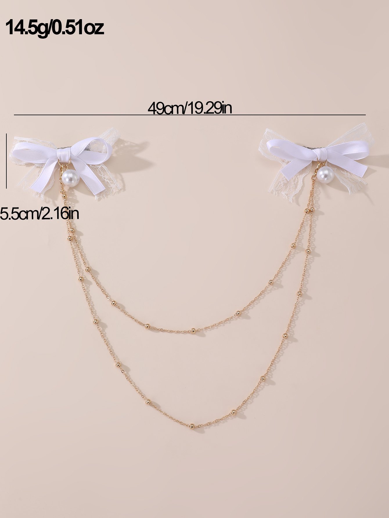 Lace Bow Chain Hair Clip