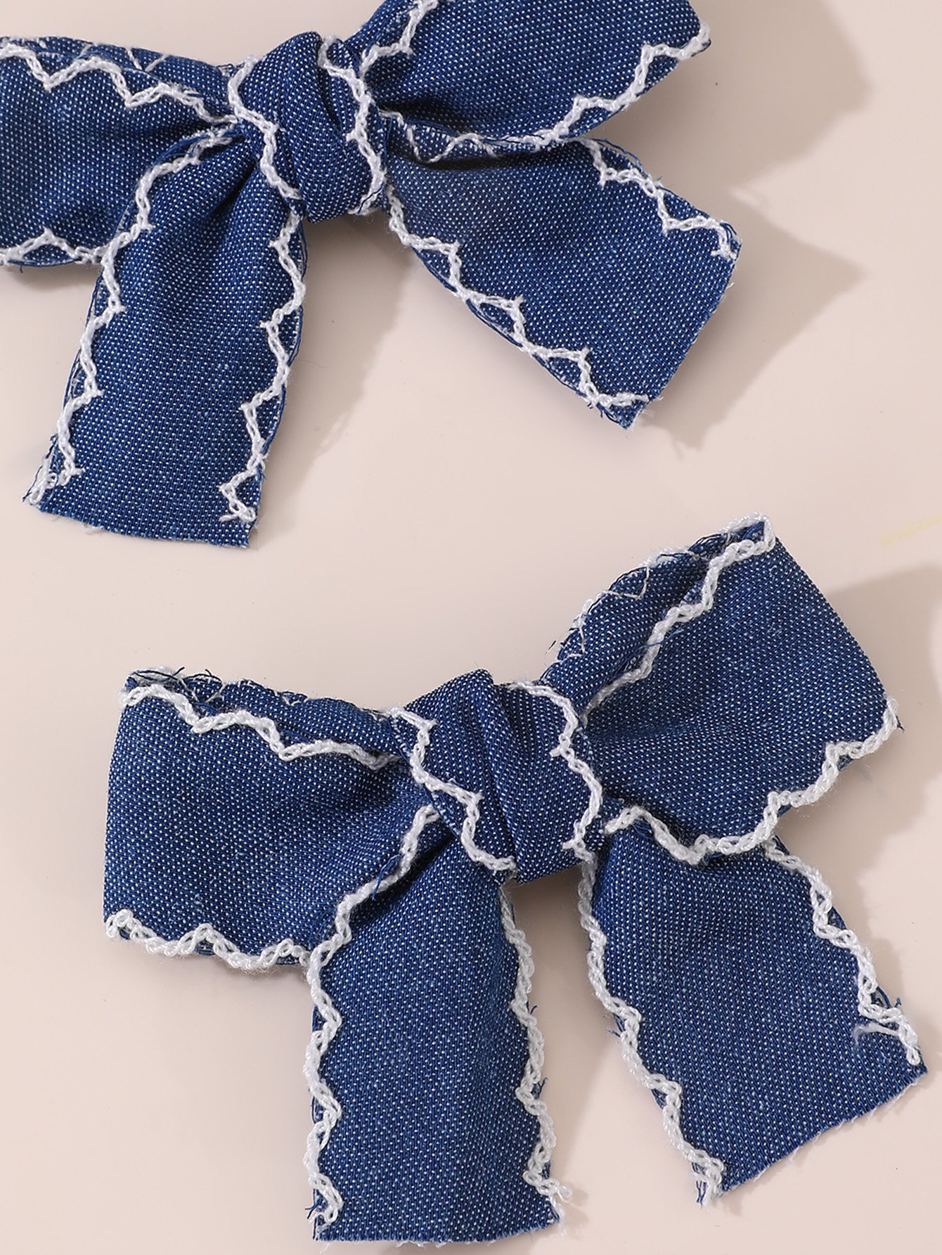 Pack of 2 - Girls Denim Embroidered Hair Clips