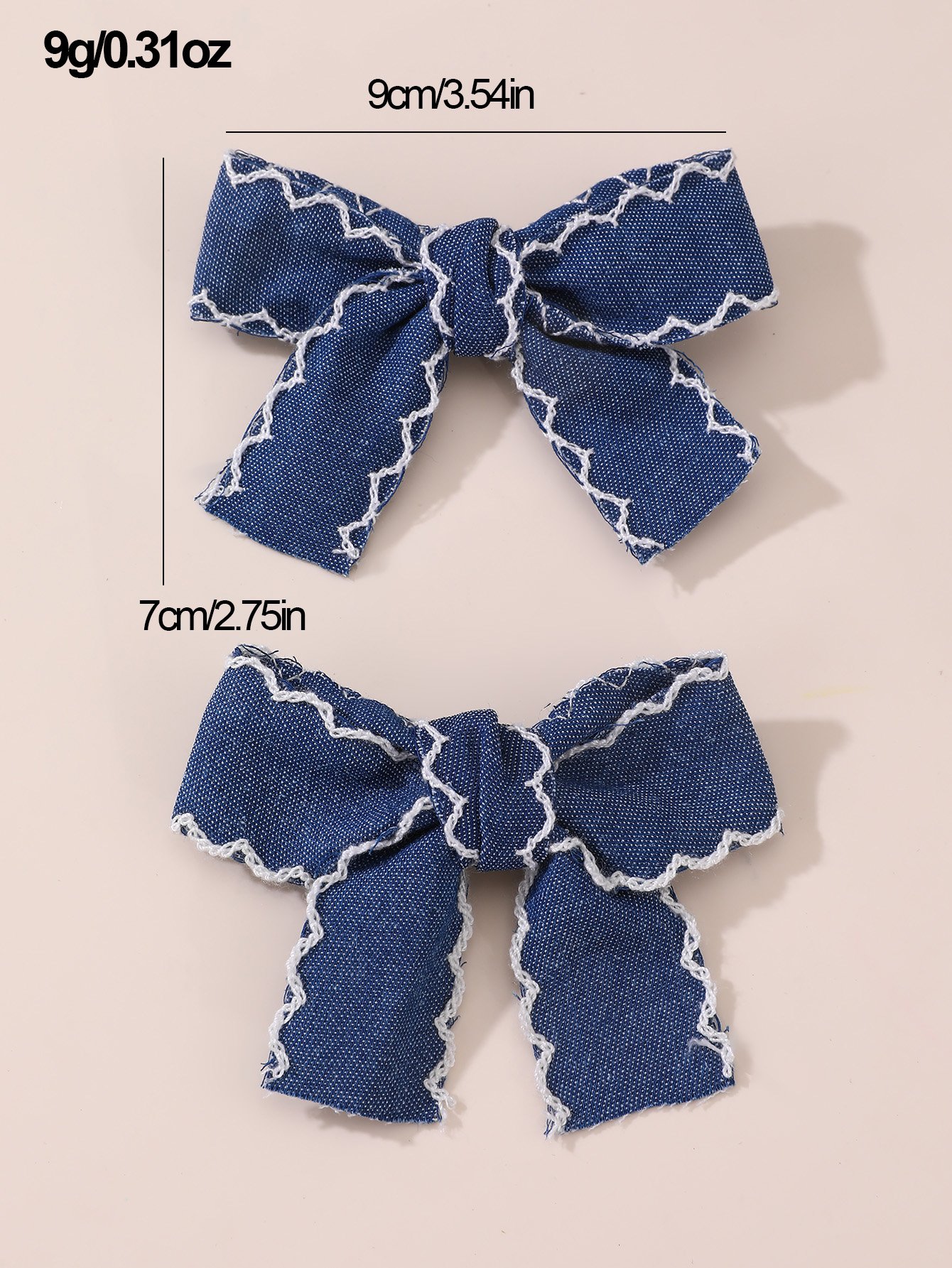 Pack of 2 - Girls Denim Embroidered Hair Clips