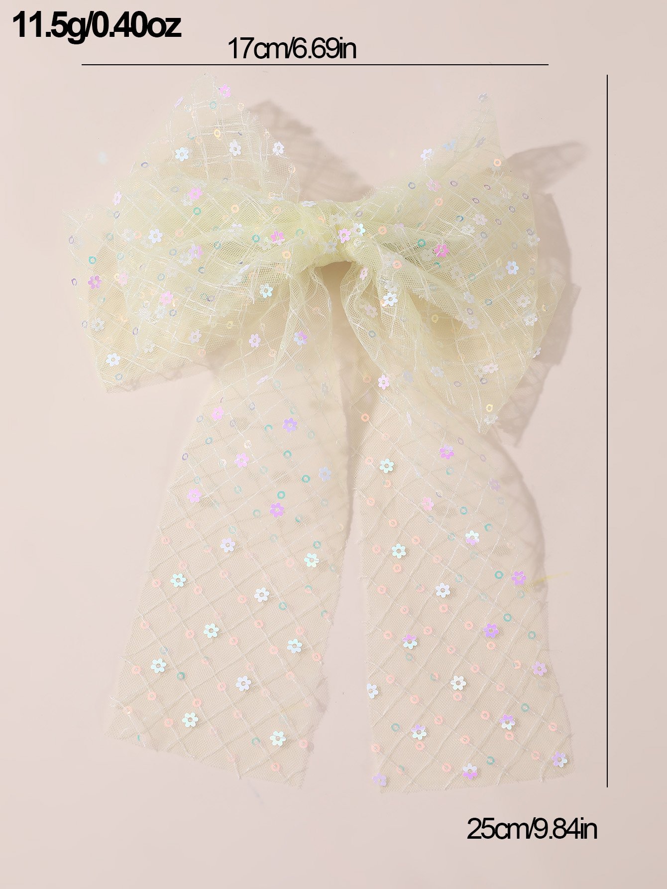 Girls Yellow Sequin Bow Hair Clip