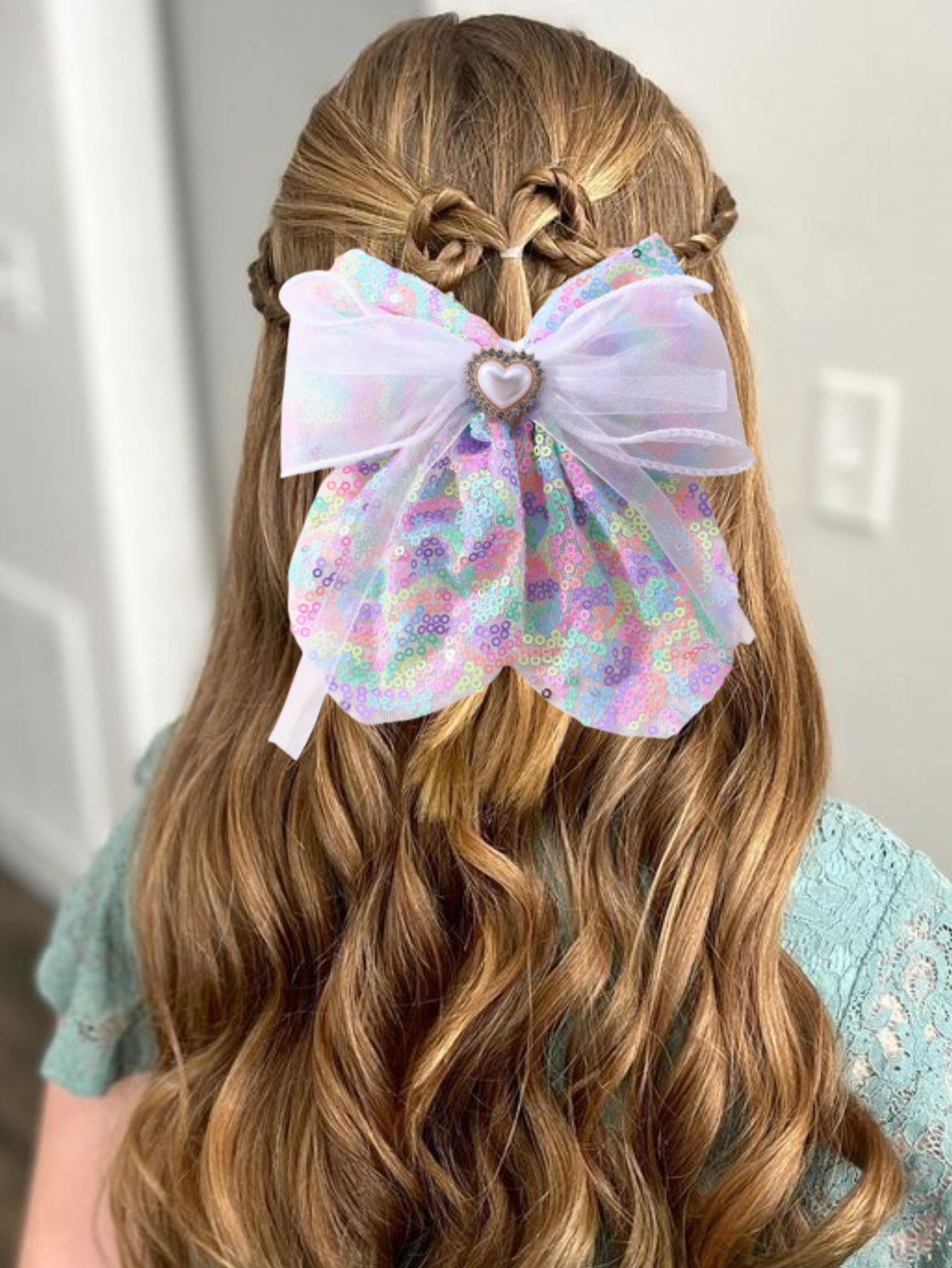 Girls Multi-Color Sequin Bow Hair Clip