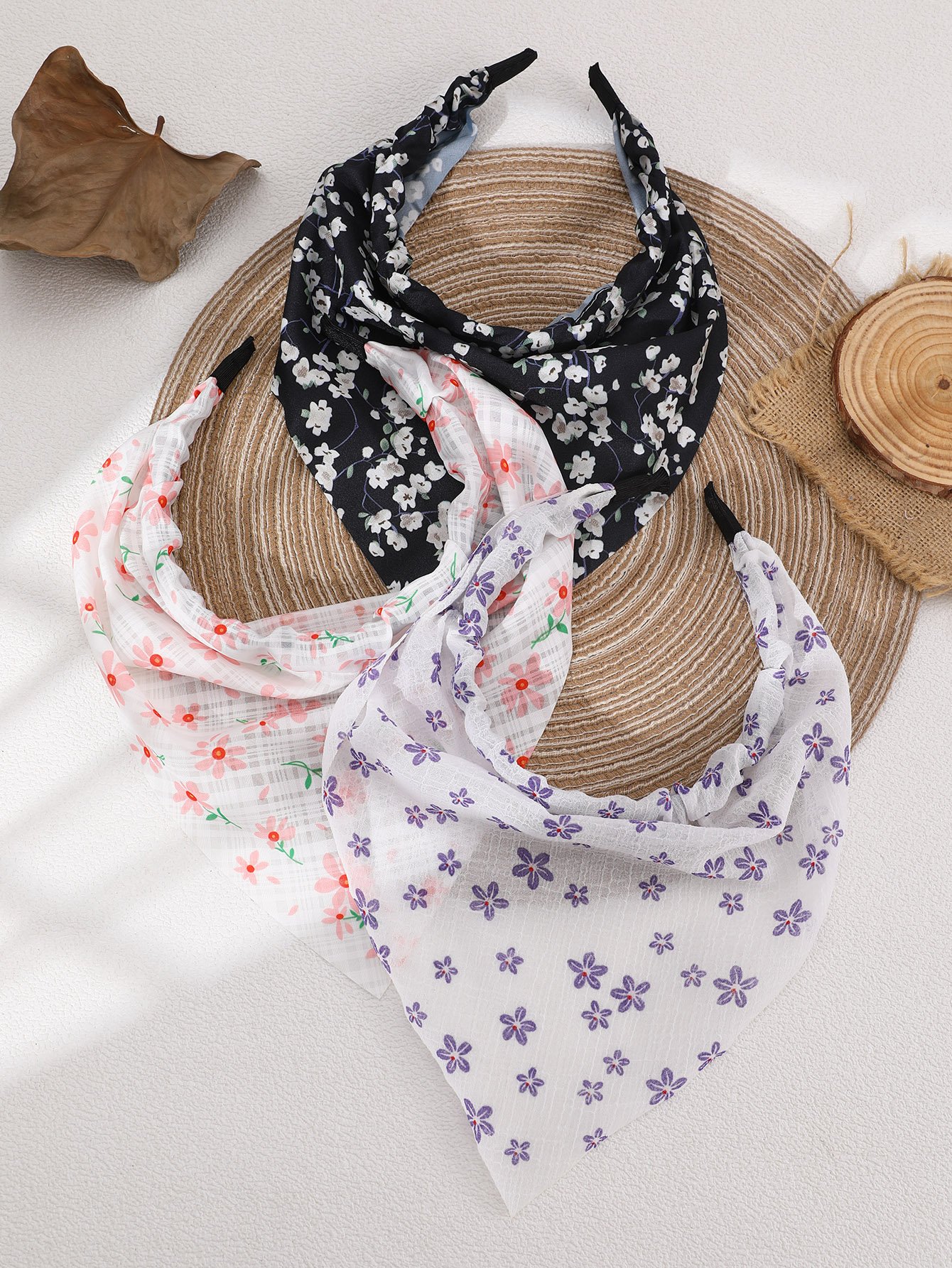Pack of 3 - Girls Floral Print Headbands