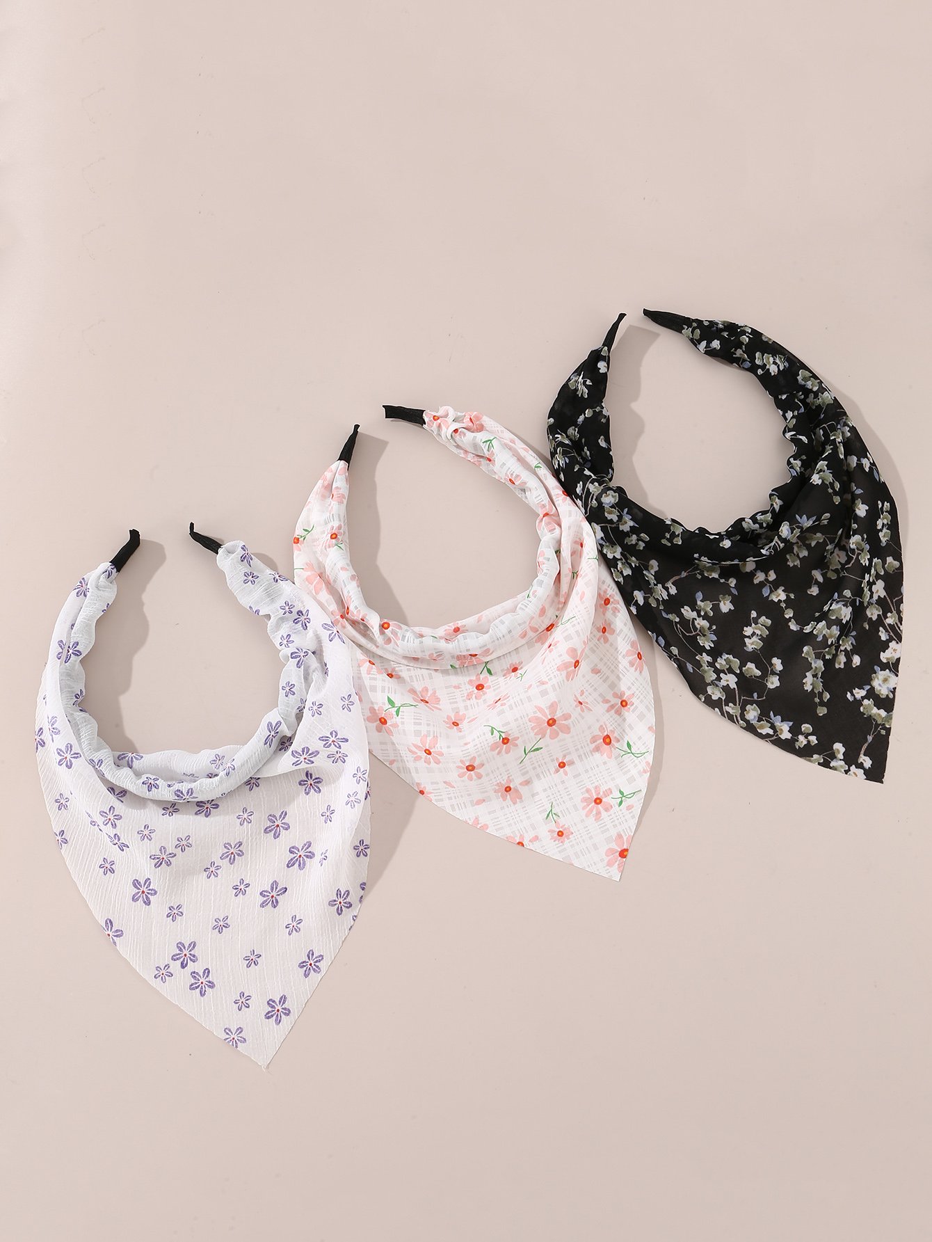 Pack of 3 - Girls Floral Print Headbands