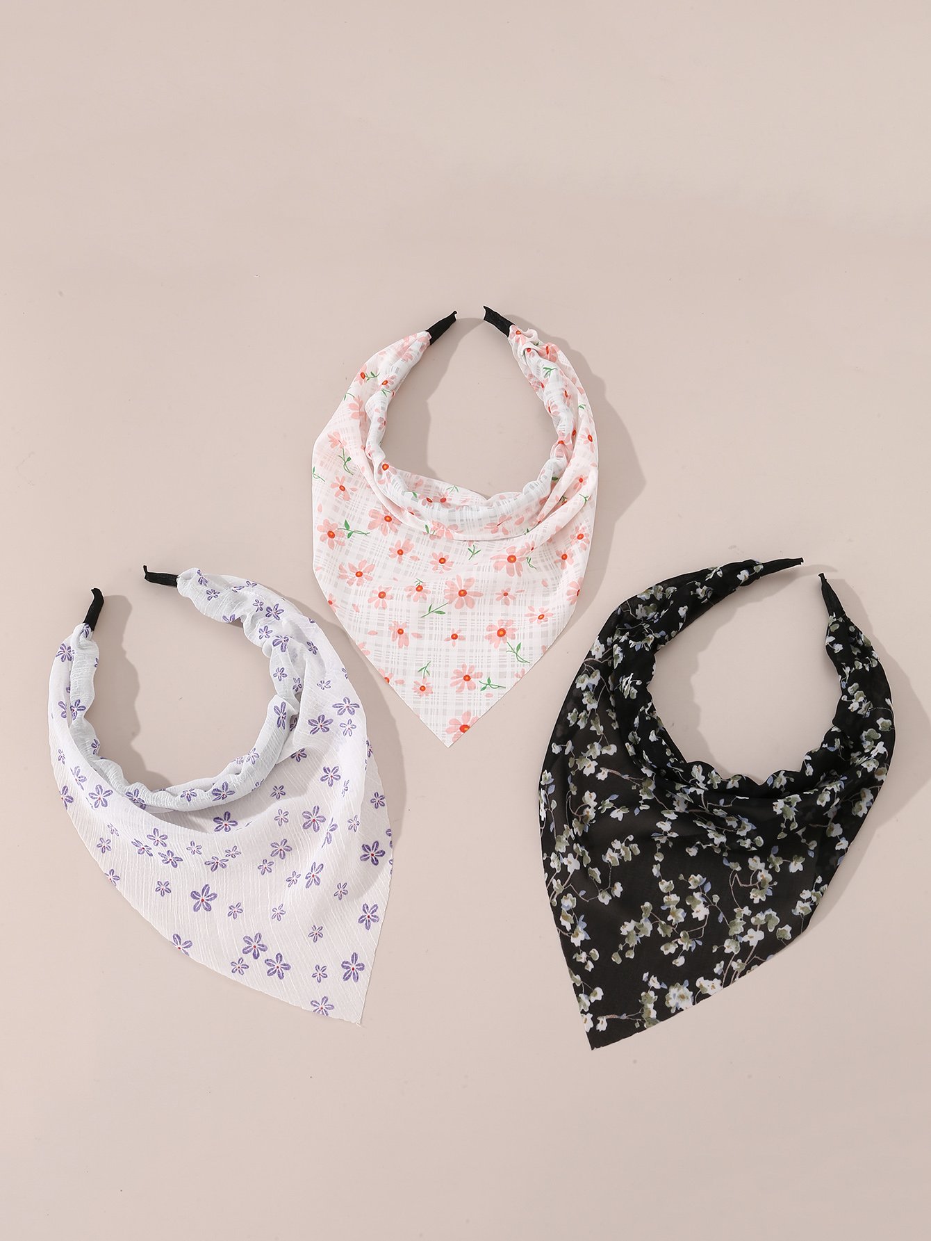 Pack of 3 - Girls Floral Print Headbands