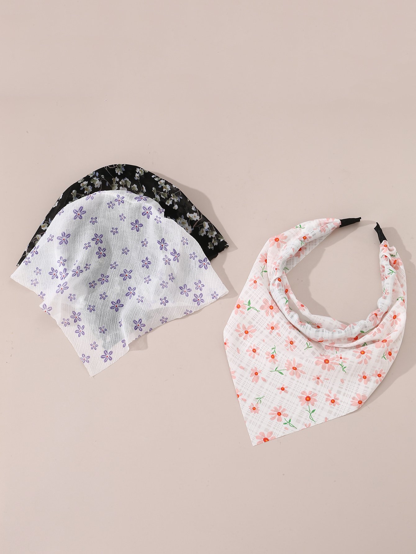 Pack of 3 - Girls Floral Print Headbands