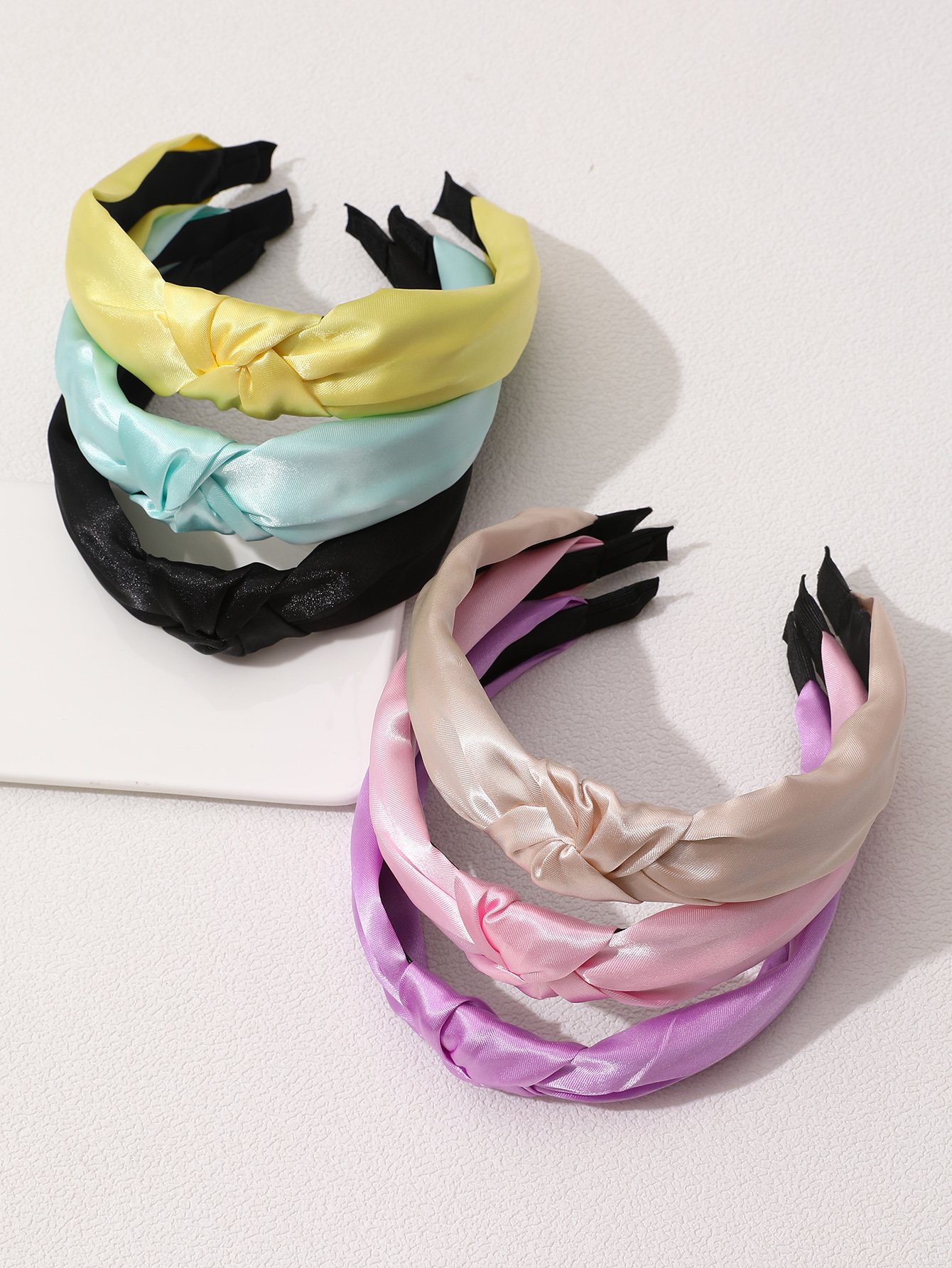Pack of 6 - Girls Multi-Color Satin Knot Headbands