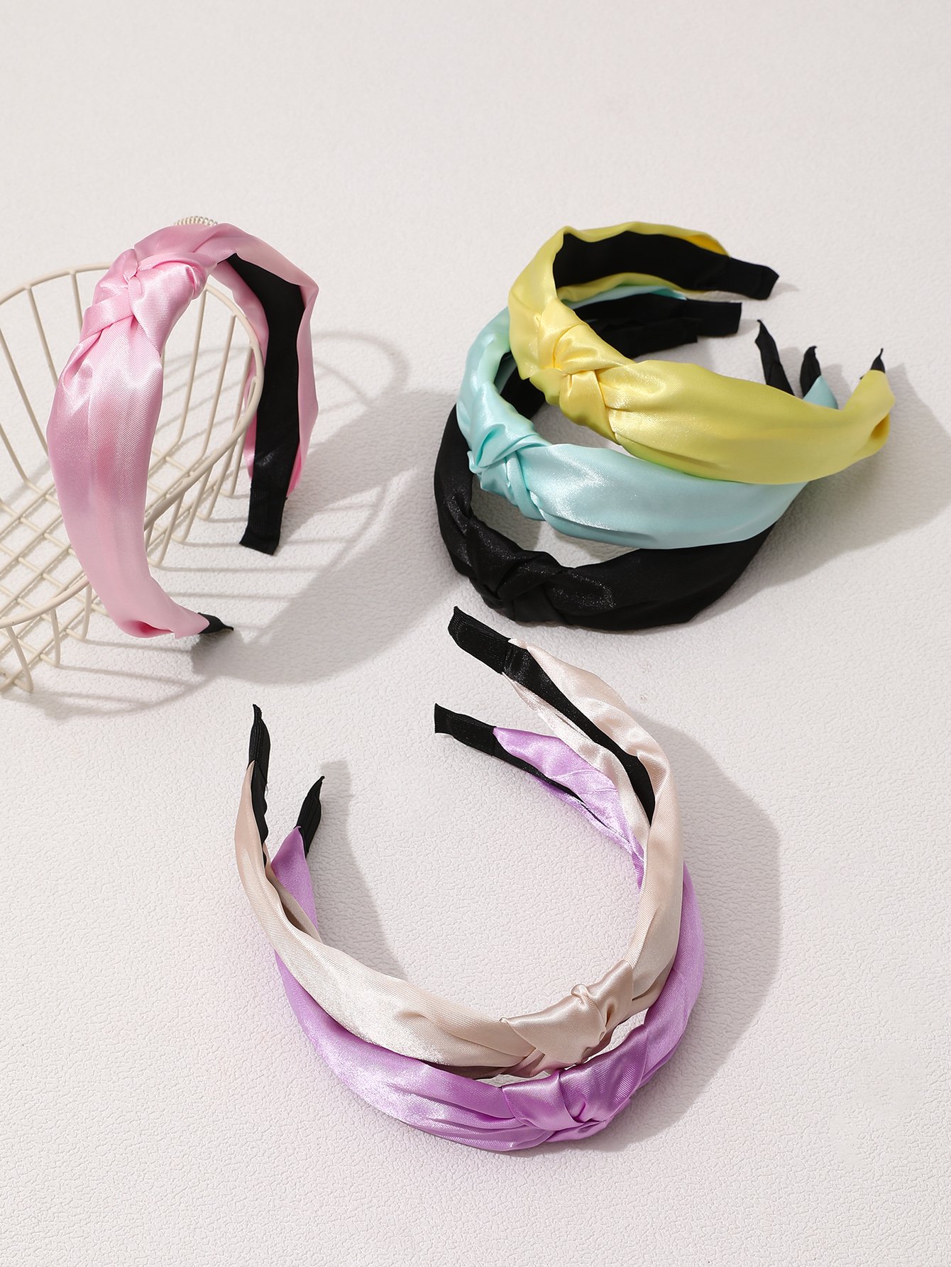 Pack of 6 - Girls Multi-Color Satin Knot Headbands