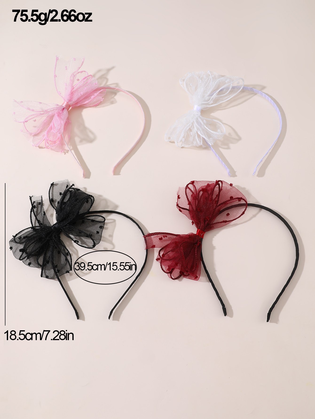 Set of 4 - Bow Decor Headband
