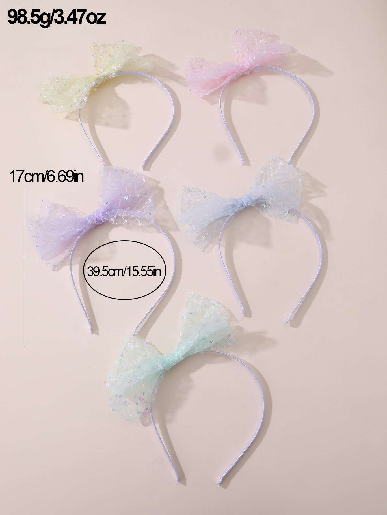 Set of 5 - Mesh Bow Headband