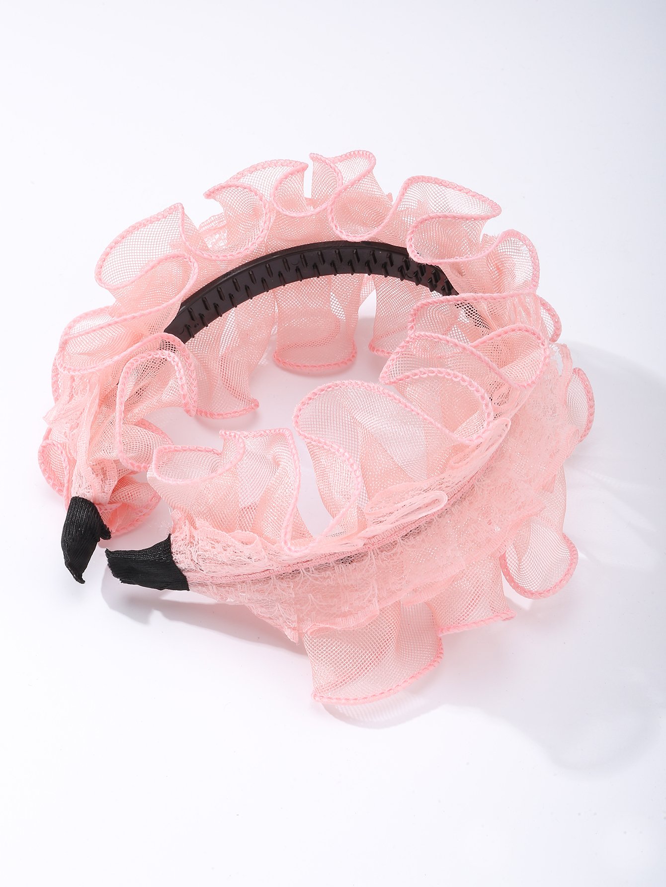 Girls Pink Ruffled Mesh Headband