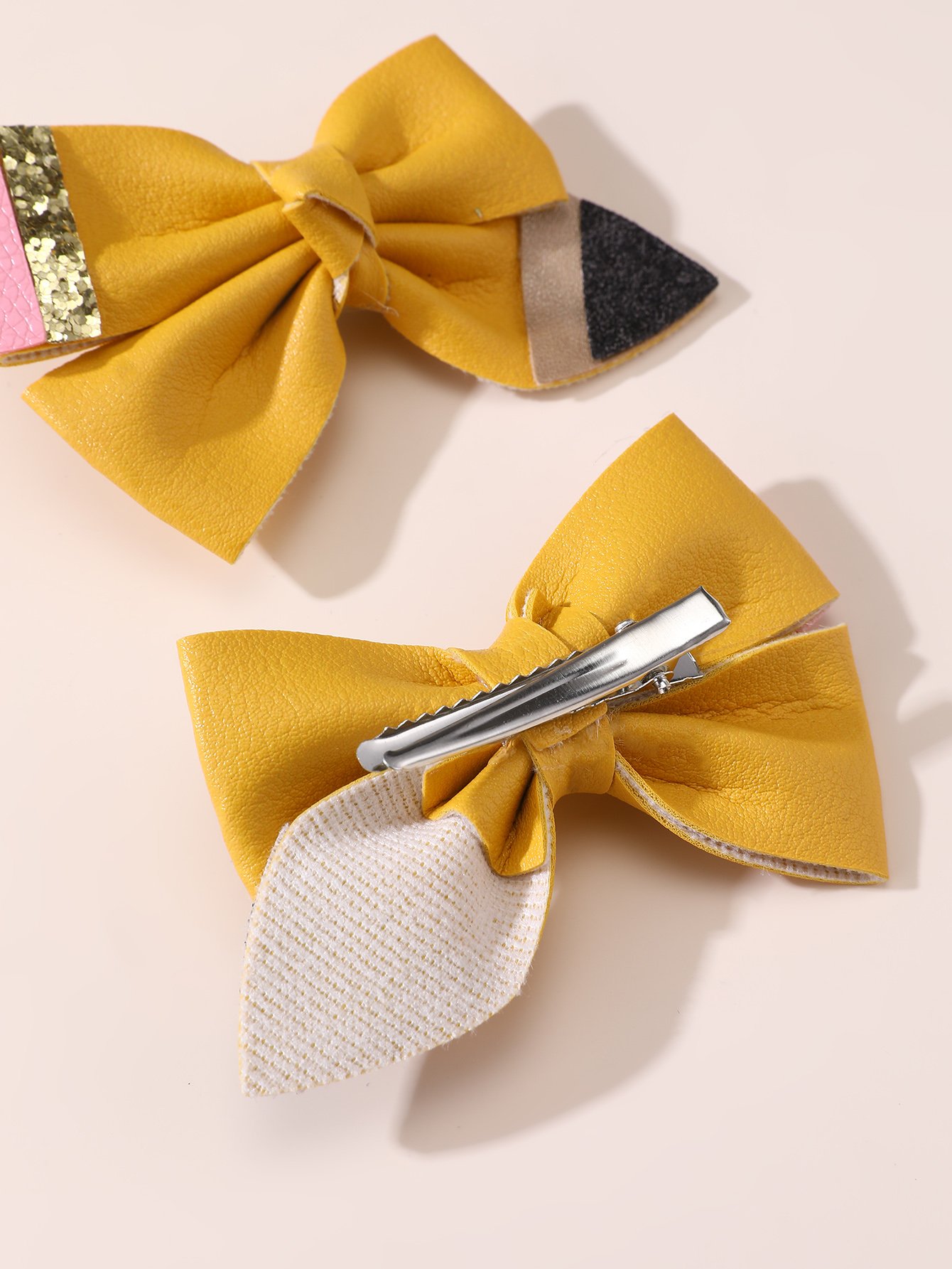 Set of 2 - Pencil Style Bow Hair Clips