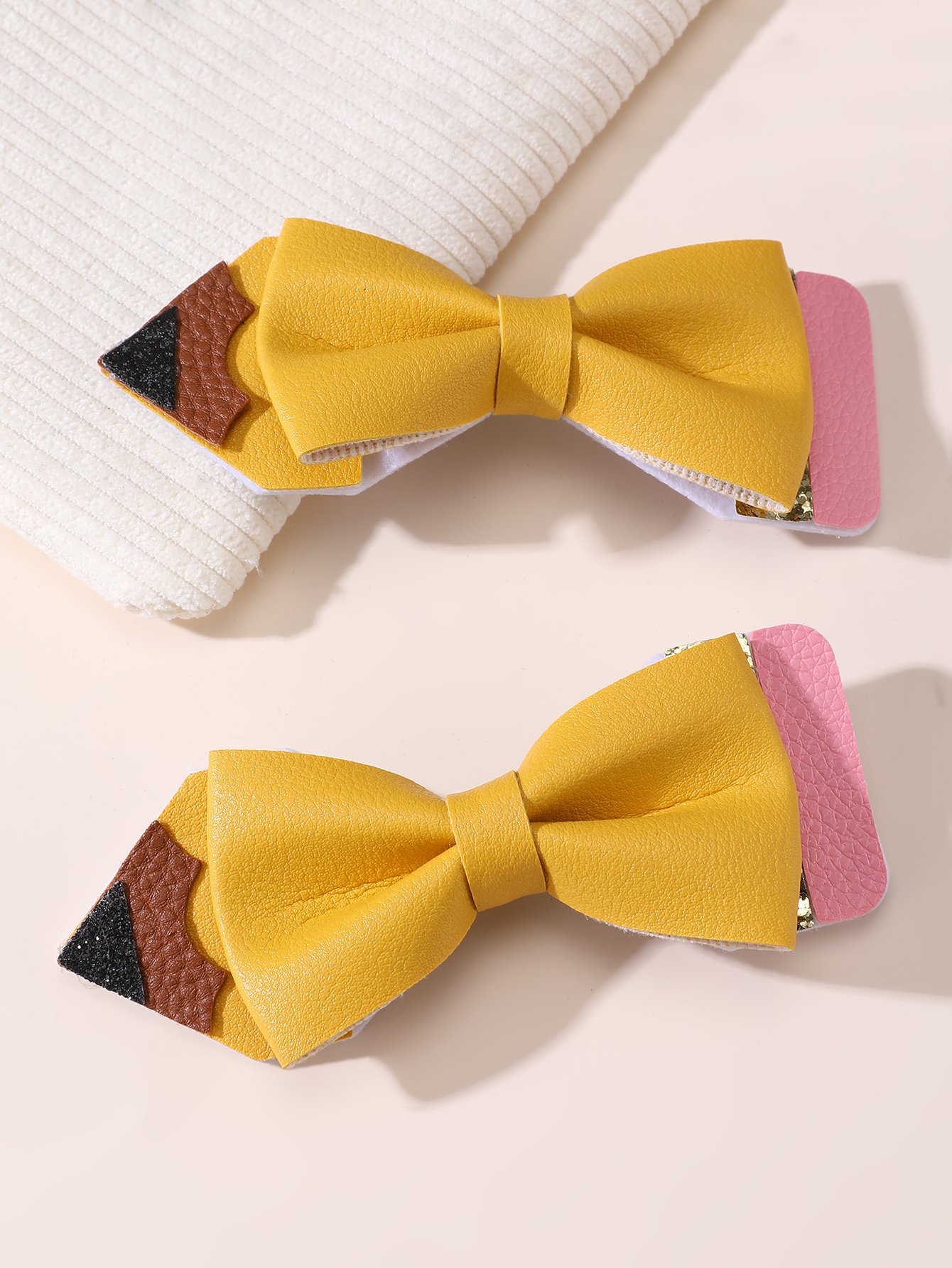 Set of 2 - Pencil Style Bow Hair Clips