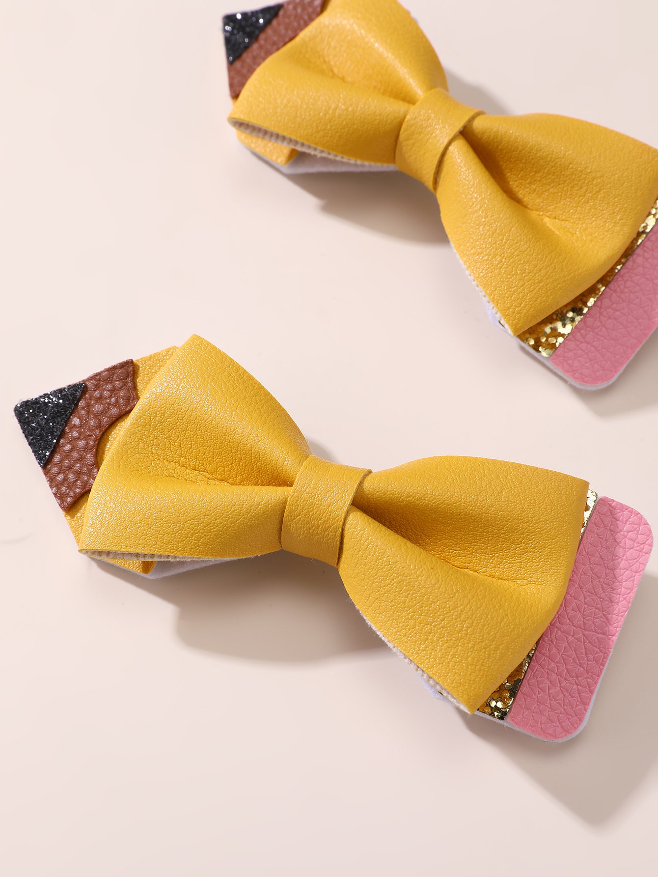 Set of 2 - Pencil Style Bow Hair Clips