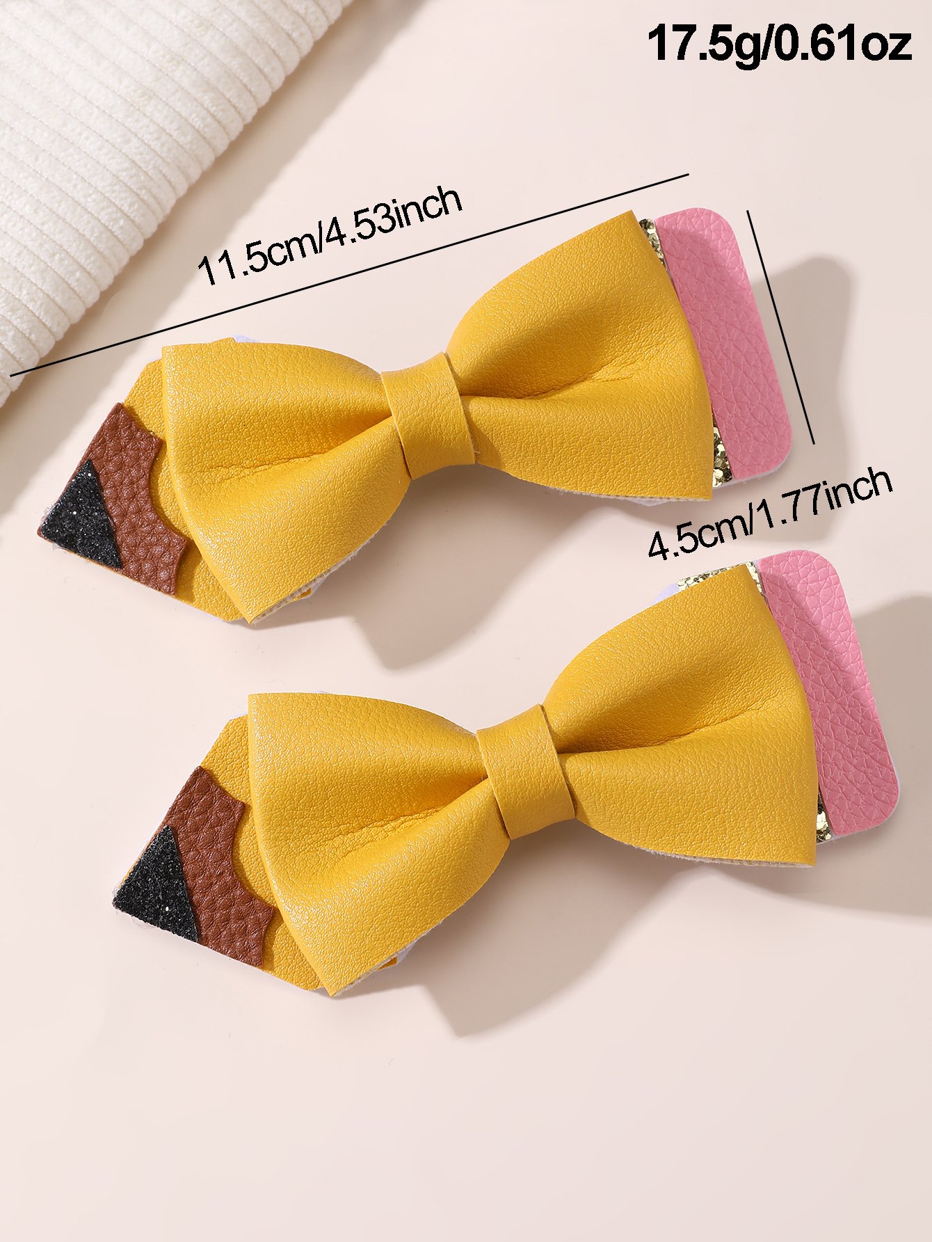 Set of 2 - Pencil Style Bow Hair Clips